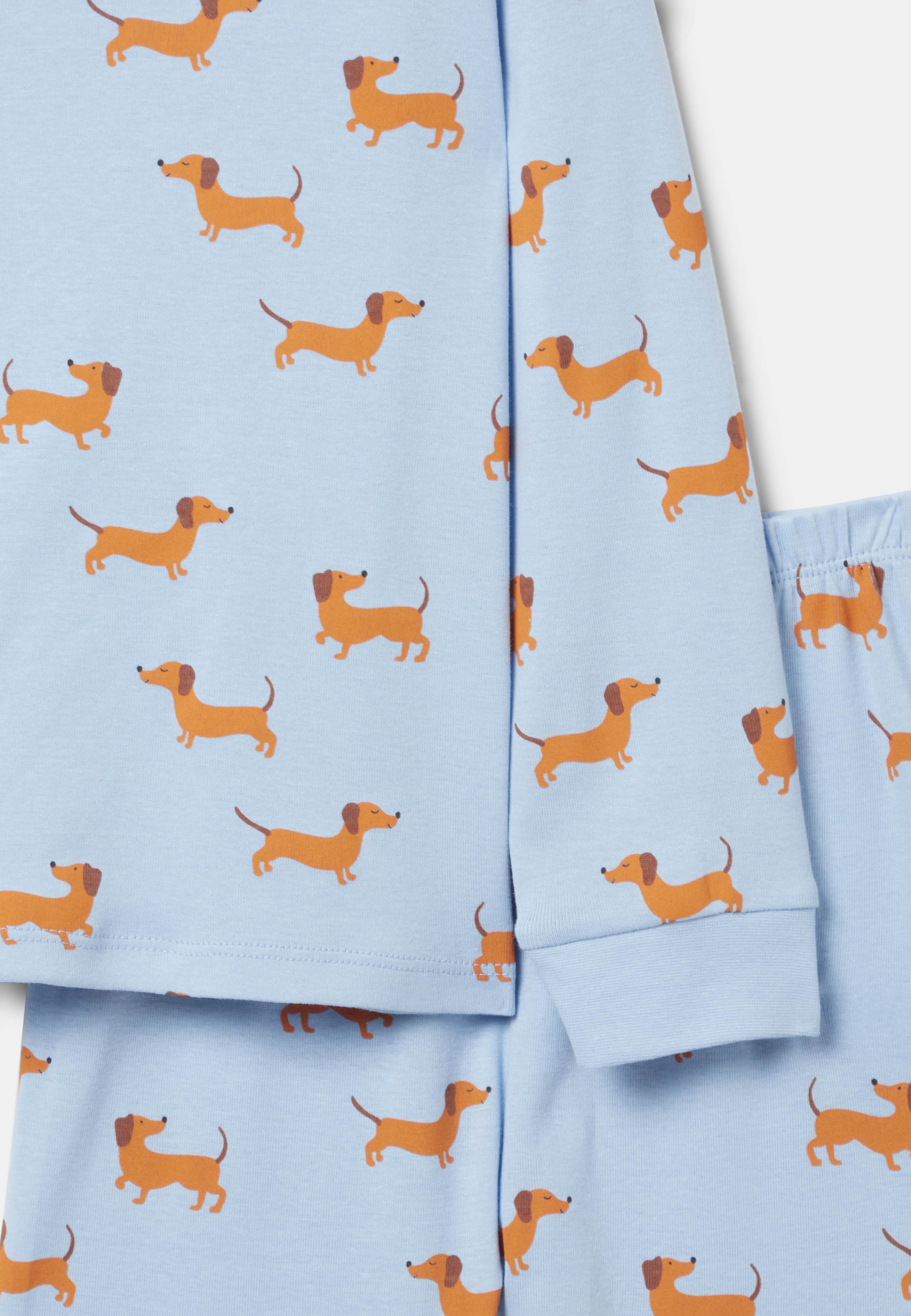 Ribbad pyjamas med tryck POW, från RIKIKI, i färgen Dog. Klicka för att öppna bilden i stort format