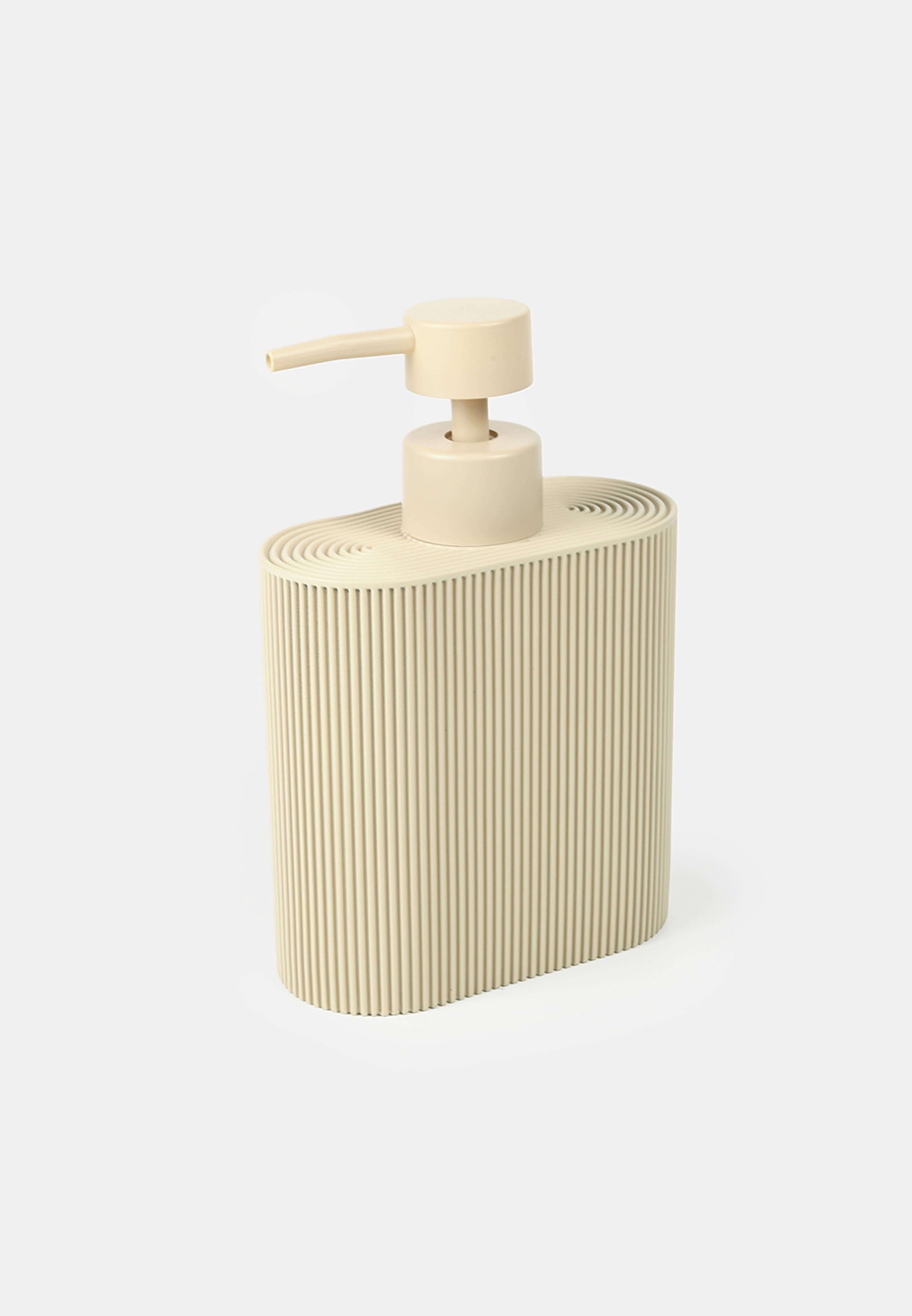 Räfflad tvålpump, från Åhléns Home, i färgen Beige. Klicka för att öppna bilden i stort format