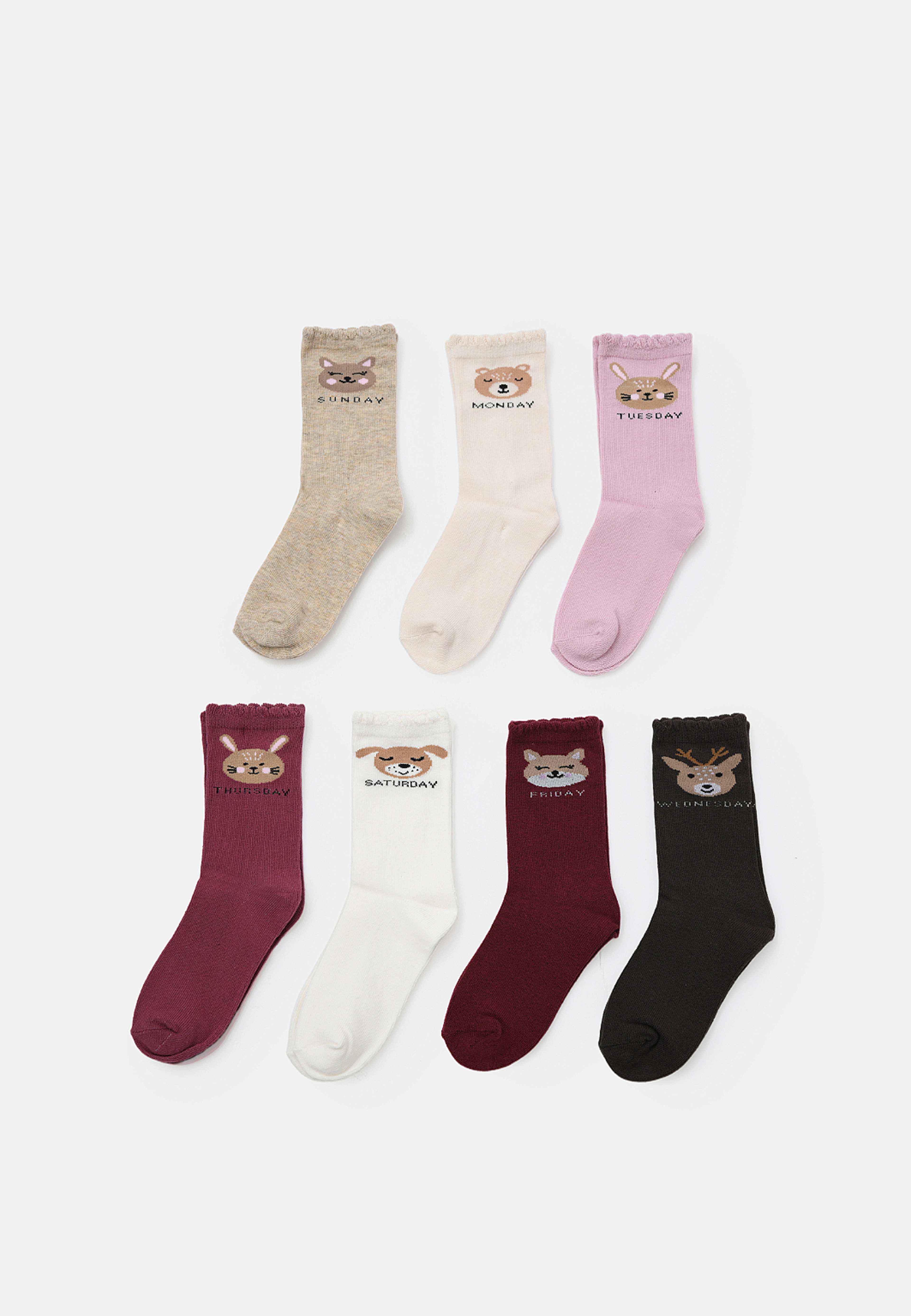 Strumpor med veckodagar, 7-pack, från RIKIKI, i färgen Pink. Klicka för att öppna bilden i stort format