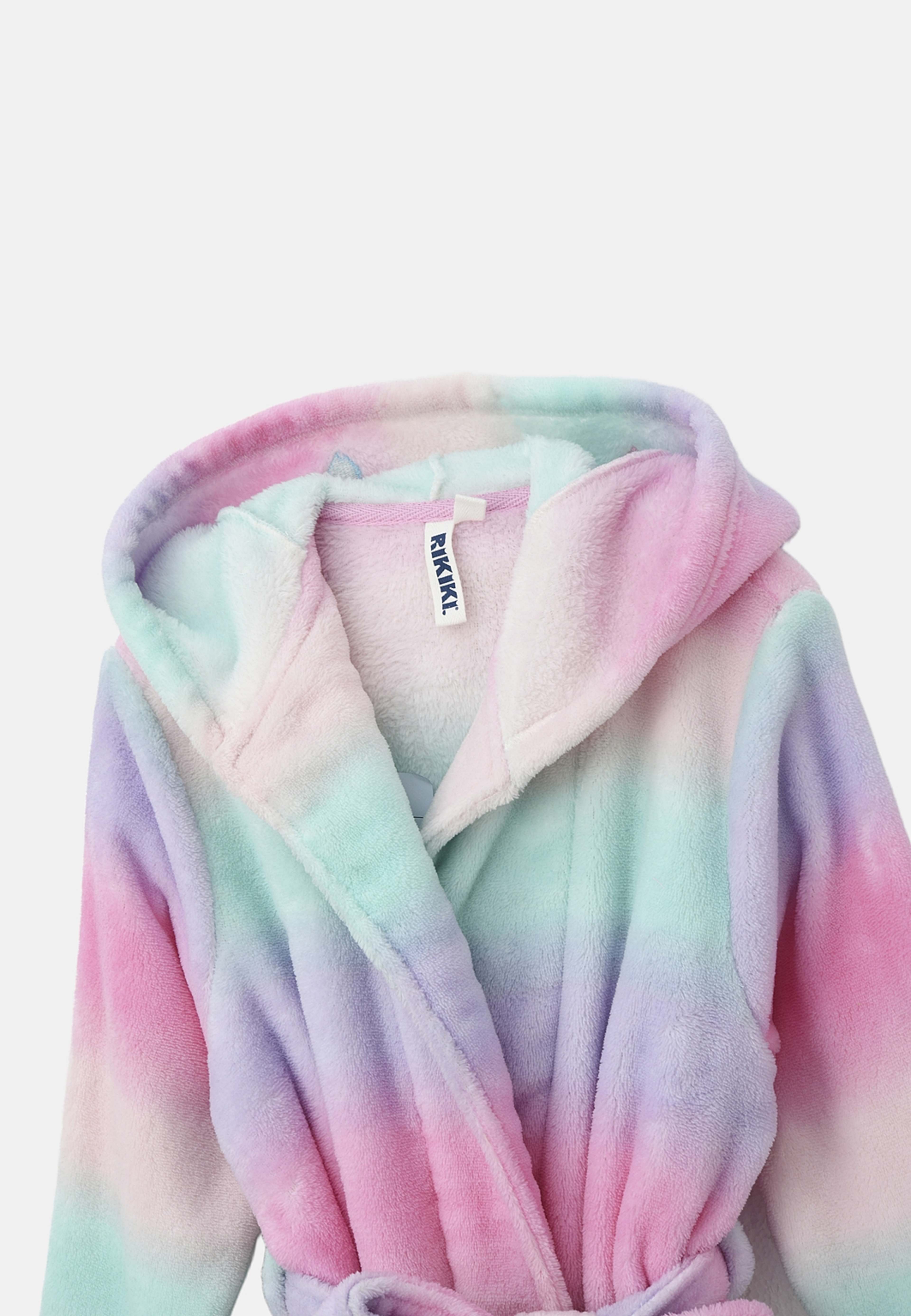 Morgonrock i fleece FOREST, från RIKIKI, i färgen Unicorn. Klicka för att öppna bilden i stort format
