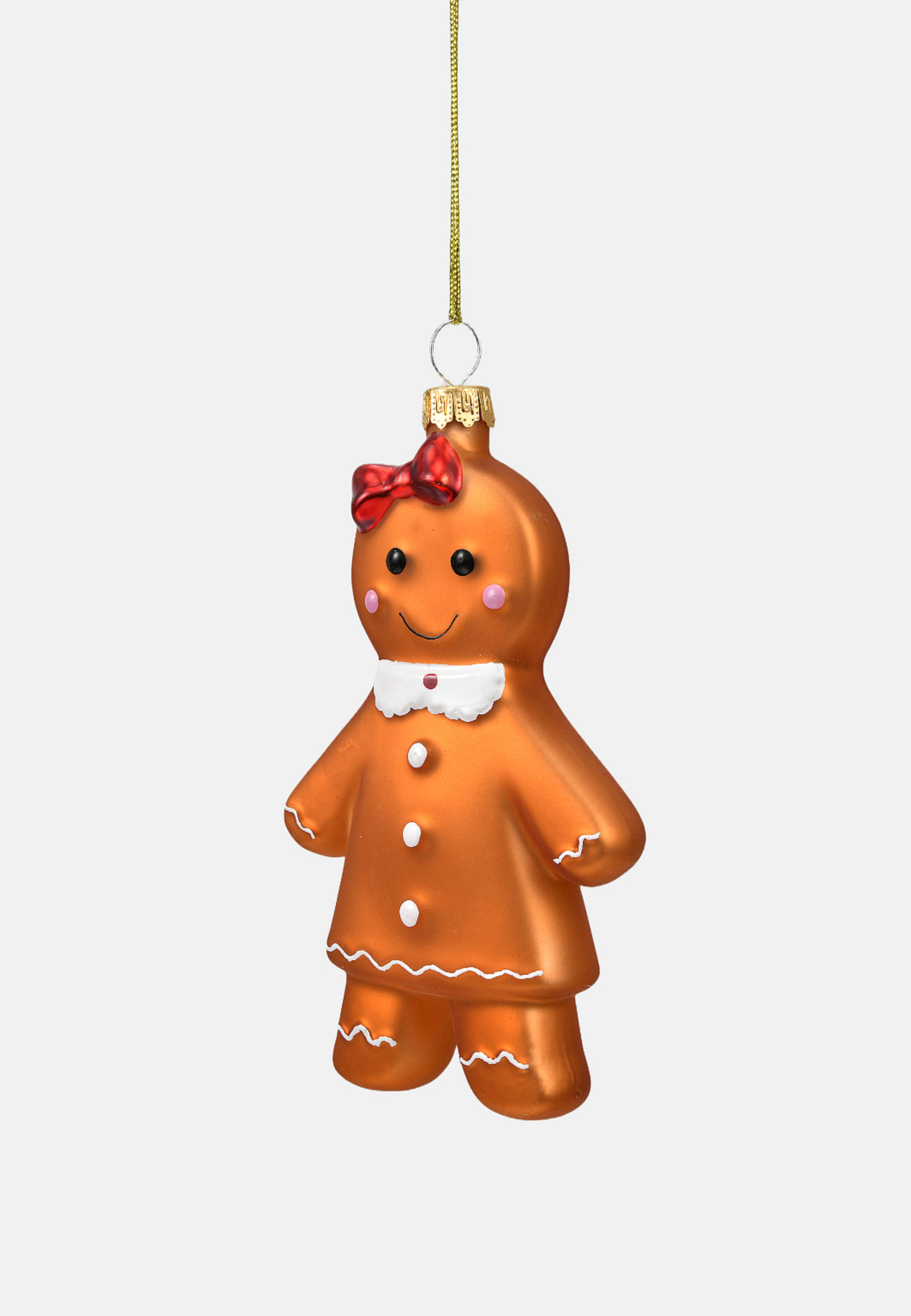 Julgranshänge i glas PEPPARKAKA MED ROSETT, från Åhléns Home, i färgen Brown. Klicka för att öppna bilden i stort format
