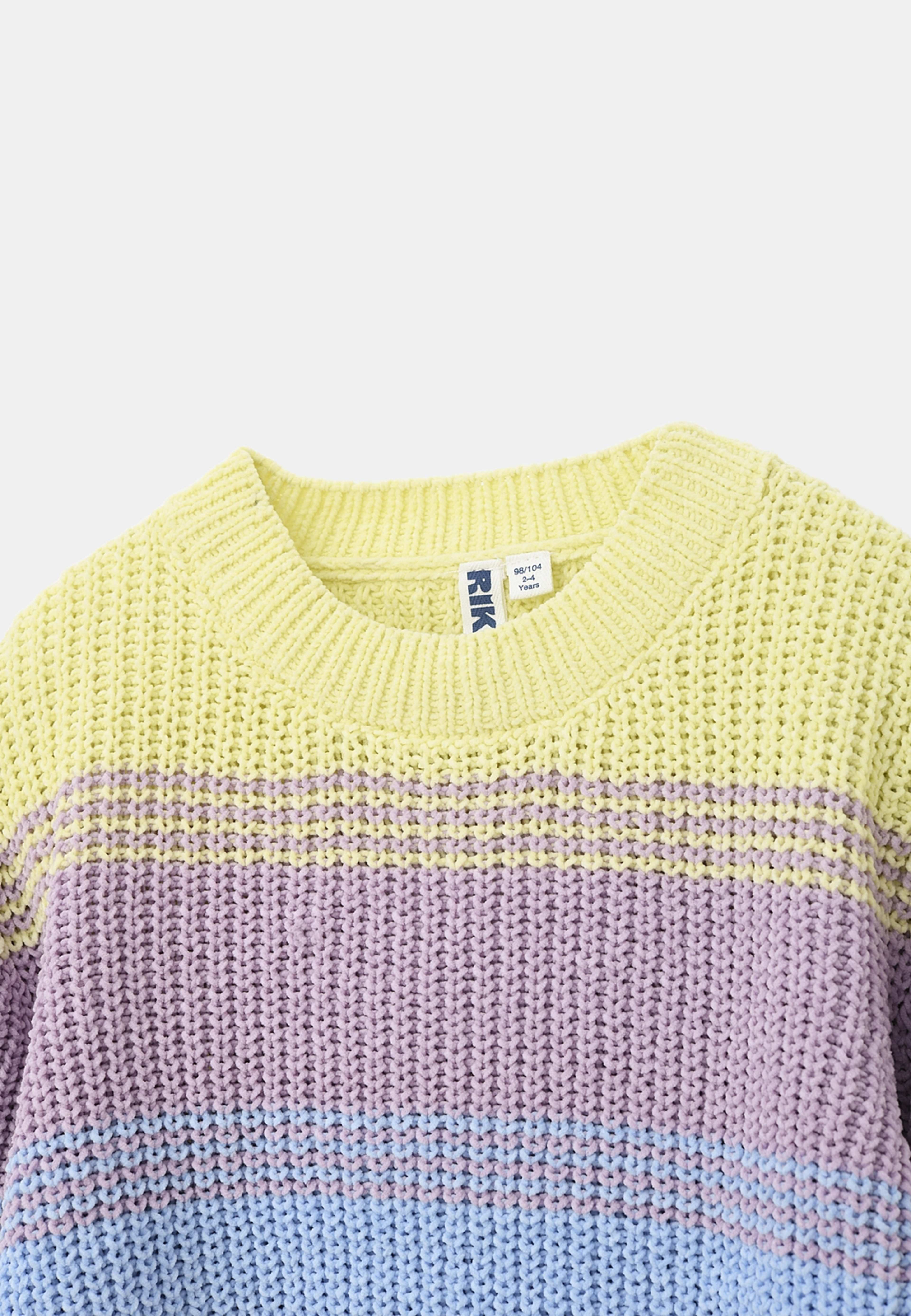 Stickad tröja i chenille BIBBI, från RIKIKI, i färgen Rainbow. Klicka för att öppna bilden i stort format