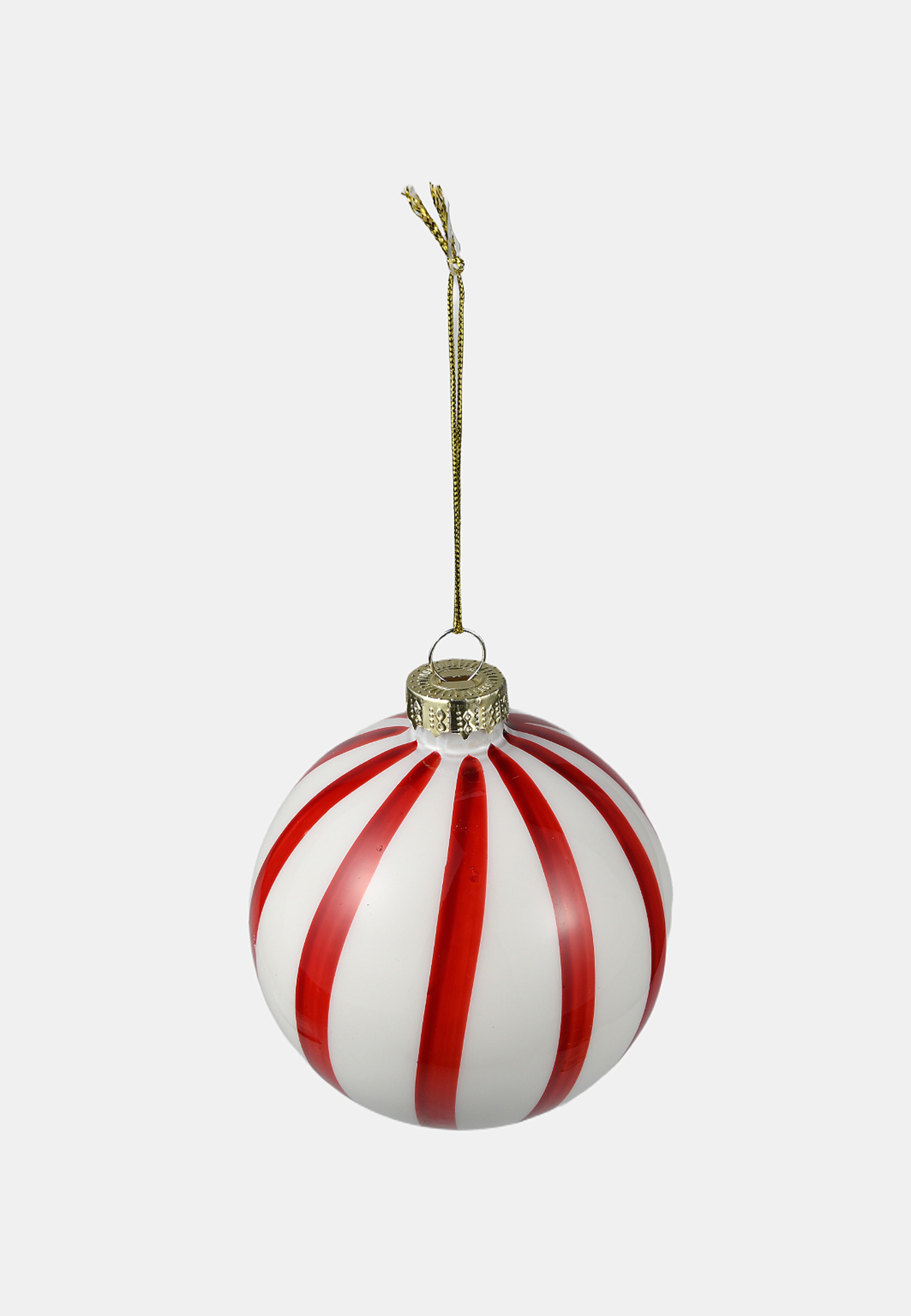 Julgranskula i glas STRIPED 8 cm, från Åhléns Home, i färgen White/Red. Klicka för att öppna bilden i stort format