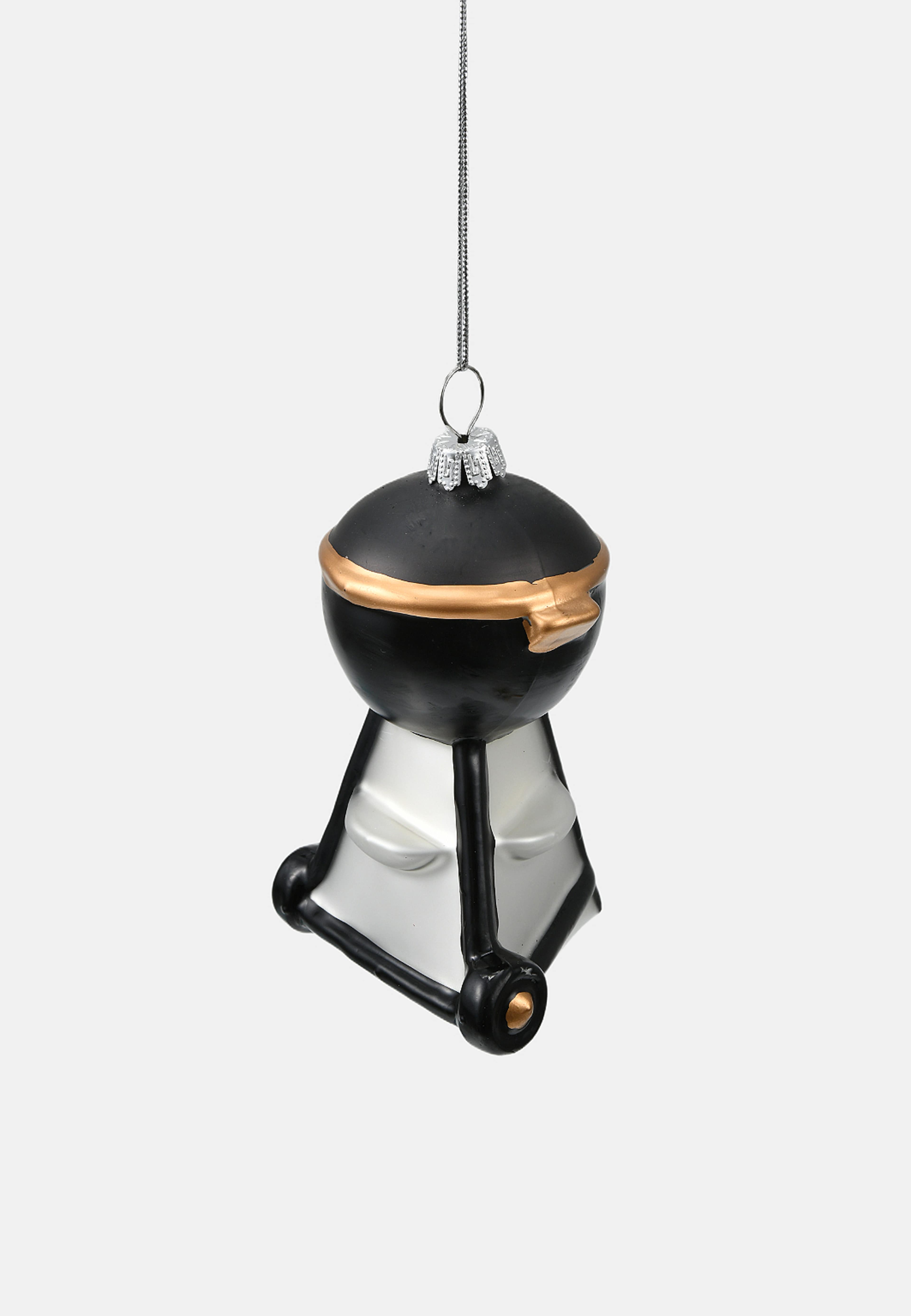 Julgranshänge i glas BBQ, från Åhléns Home, i färgen Black/Gold. Klicka för att öppna bilden i stort format
