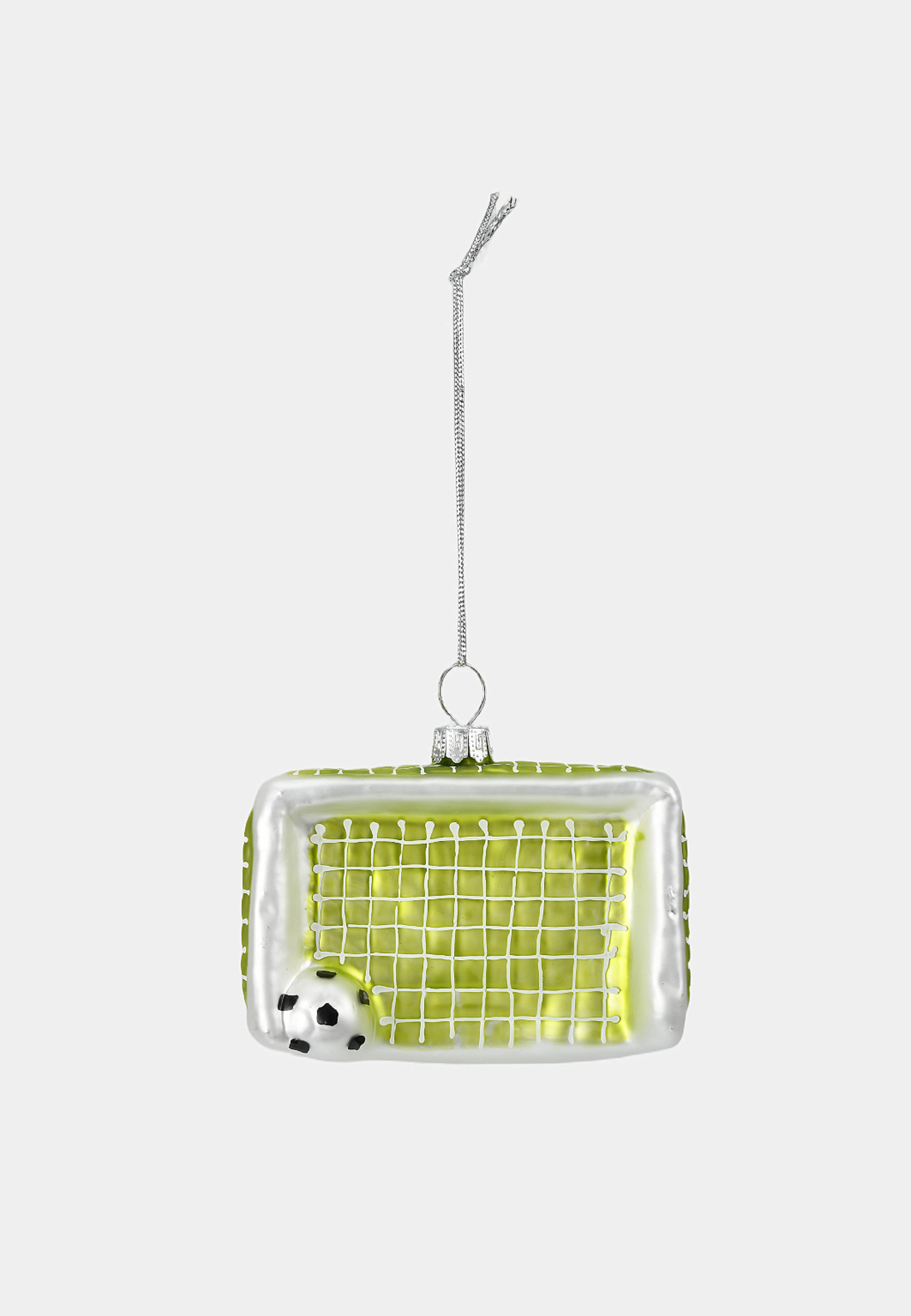 Julgranshänge i glas FOTBOLLSMÅL, från Åhléns Home, i färgen Green. Klicka för att öppna bilden i stort format