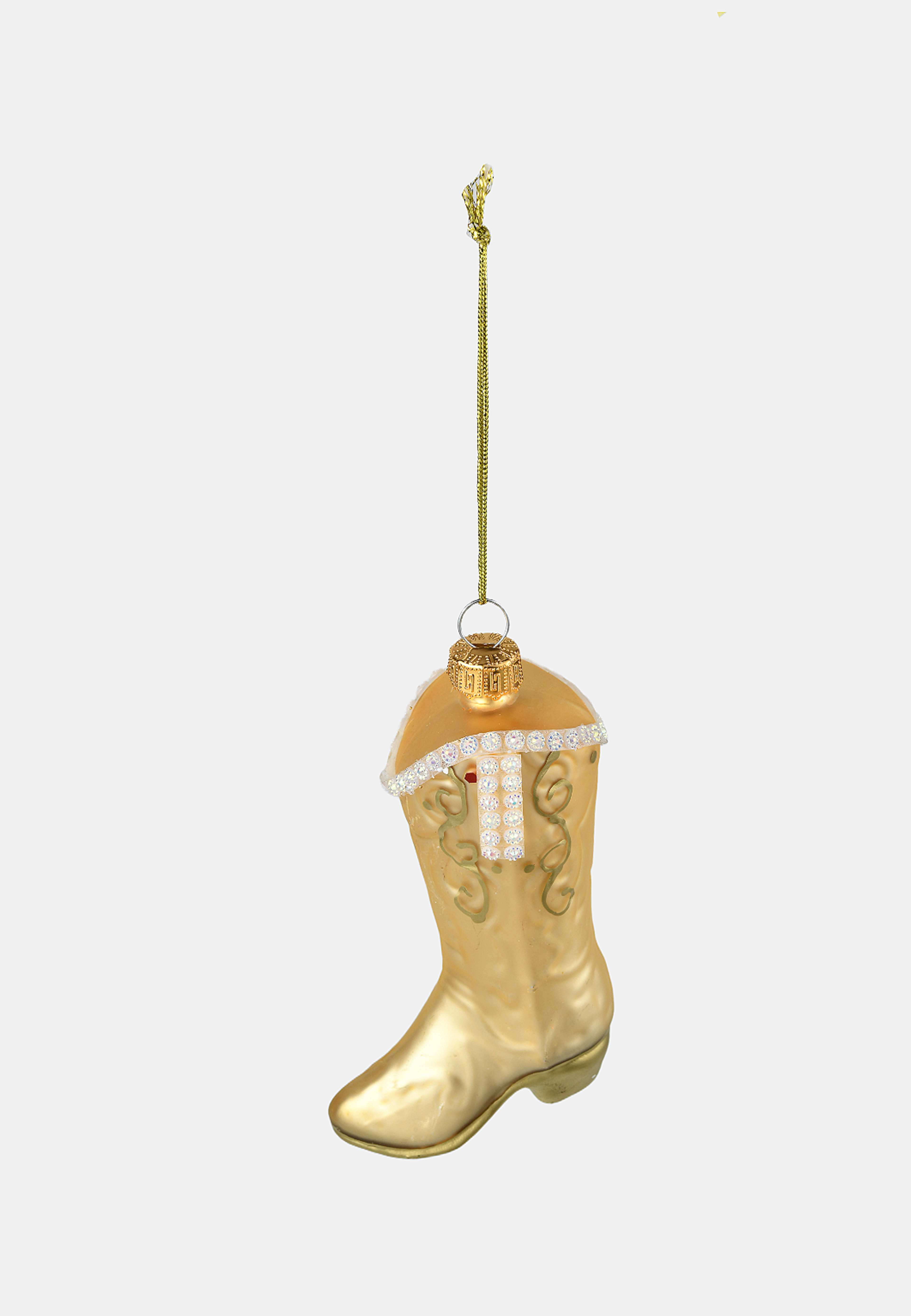 Julgranshänge i glas COWBOYSTÖVEL, från Åhléns Home, i färgen Gold. Klicka för att öppna bilden i stort format