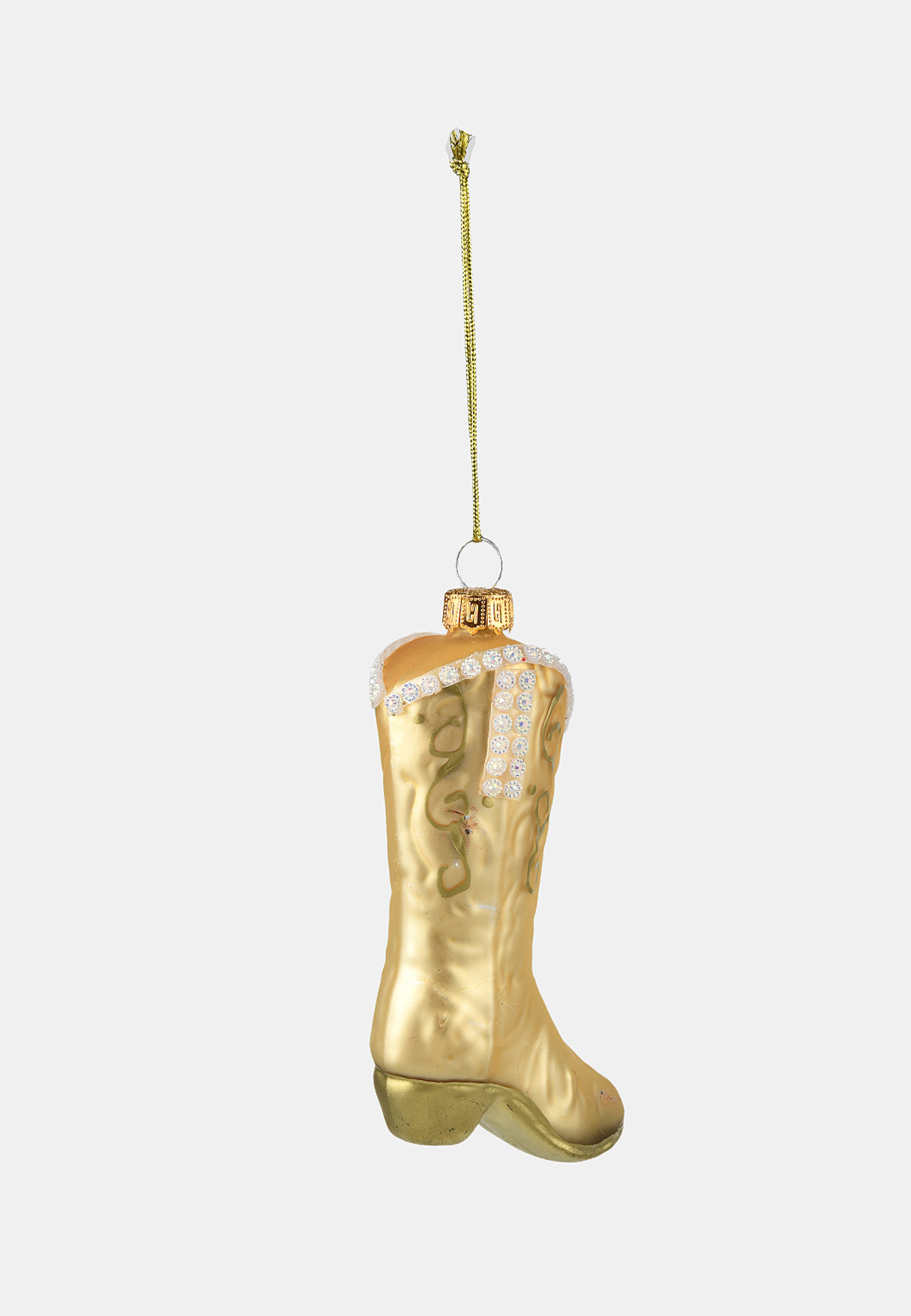 Julgranshänge i glas COWBOYSTÖVEL, från Åhléns Home, i färgen Gold. Klicka för att öppna bilden i stort format