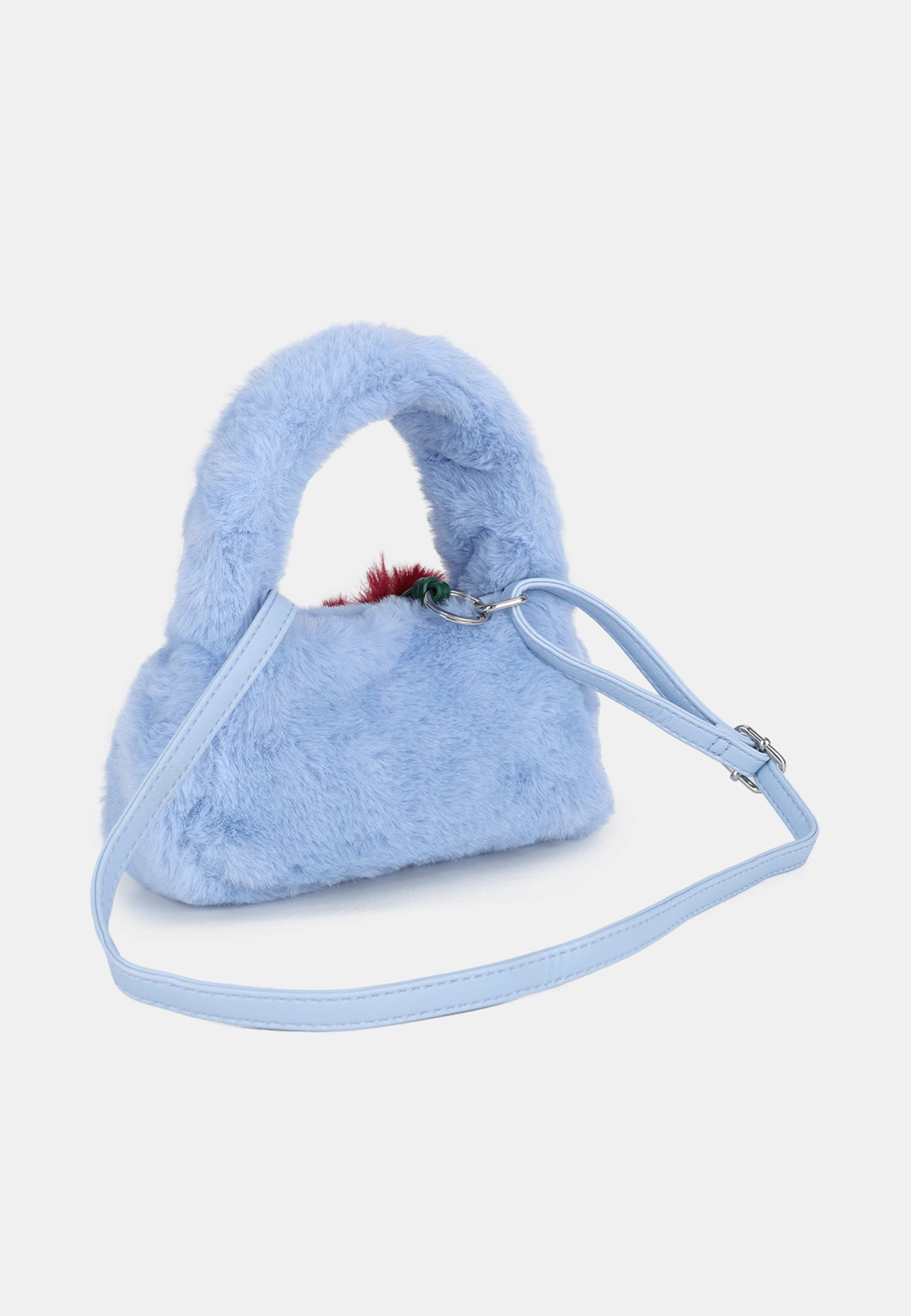 Handväska i fuskpäls PHOEBE, från RIKIKI, i färgen Blue. Klicka för att öppna bilden i stort format