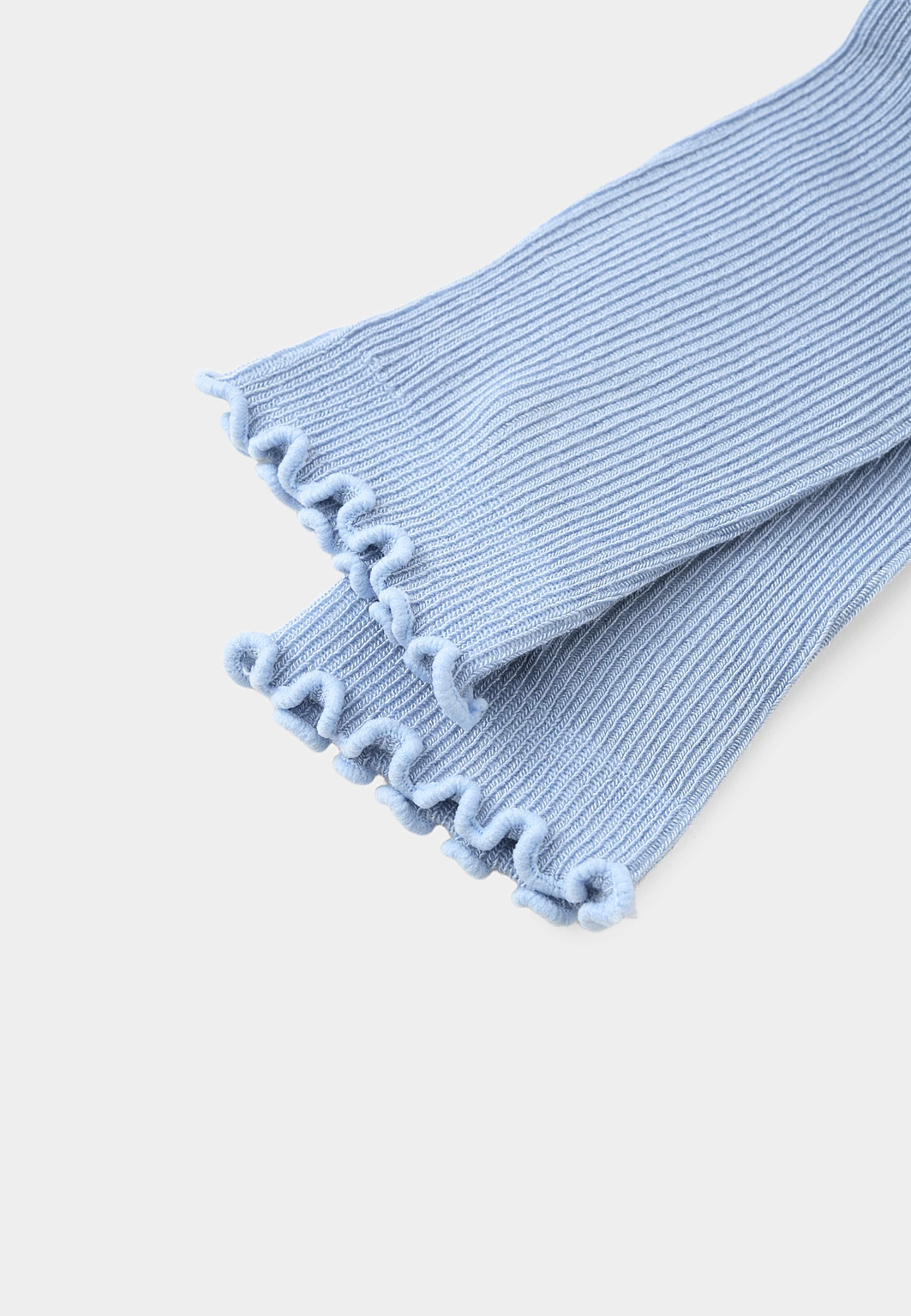Bambustrumpor med volangkant, 3-pack, från Å WOMAN, i färgen Blue. Klicka för att öppna bilden i stort format
