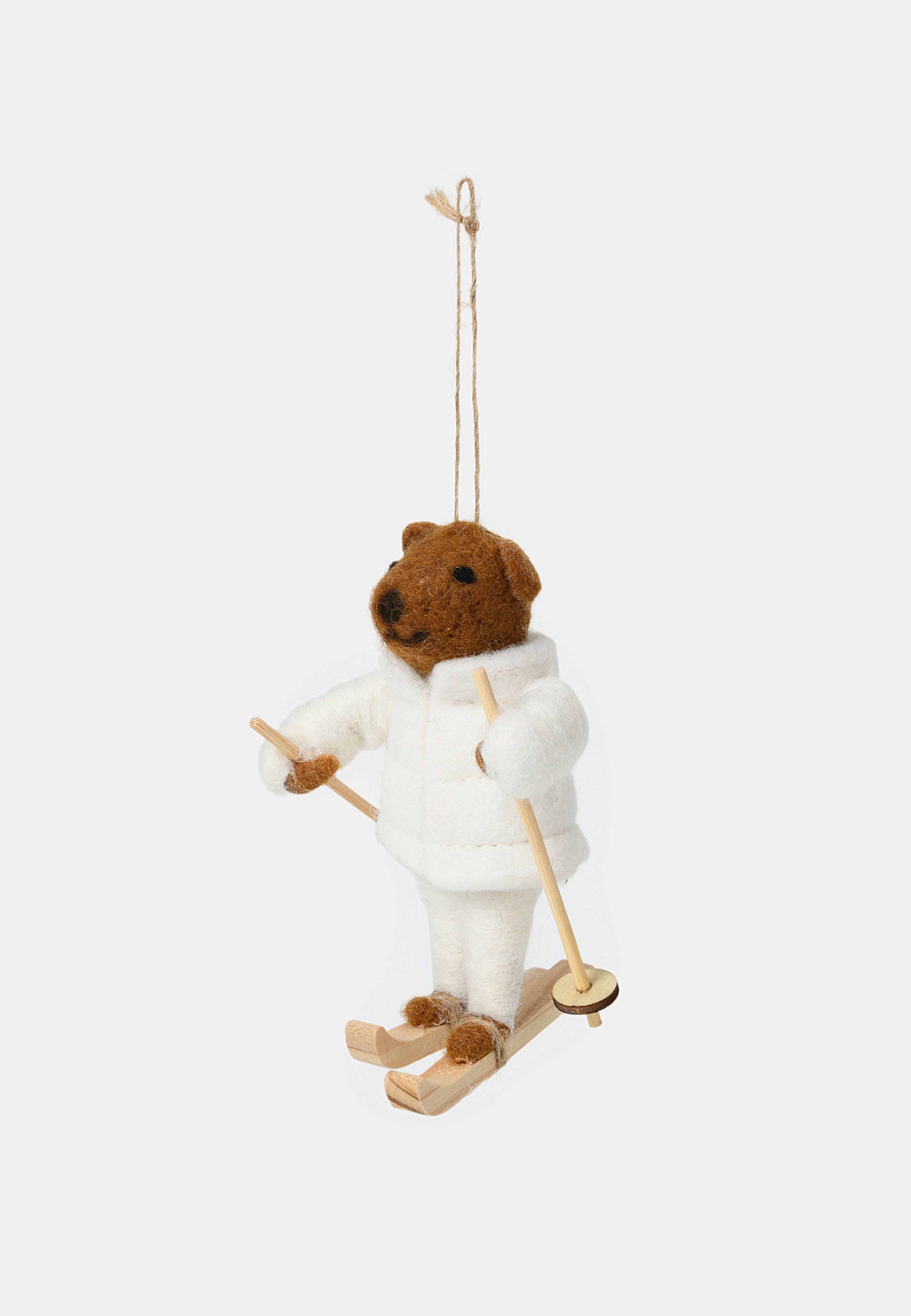 Julgranshänge i ull björn med skidor, från Åhléns Home, i färgen Brown/White. Klicka för att öppna bilden i stort format