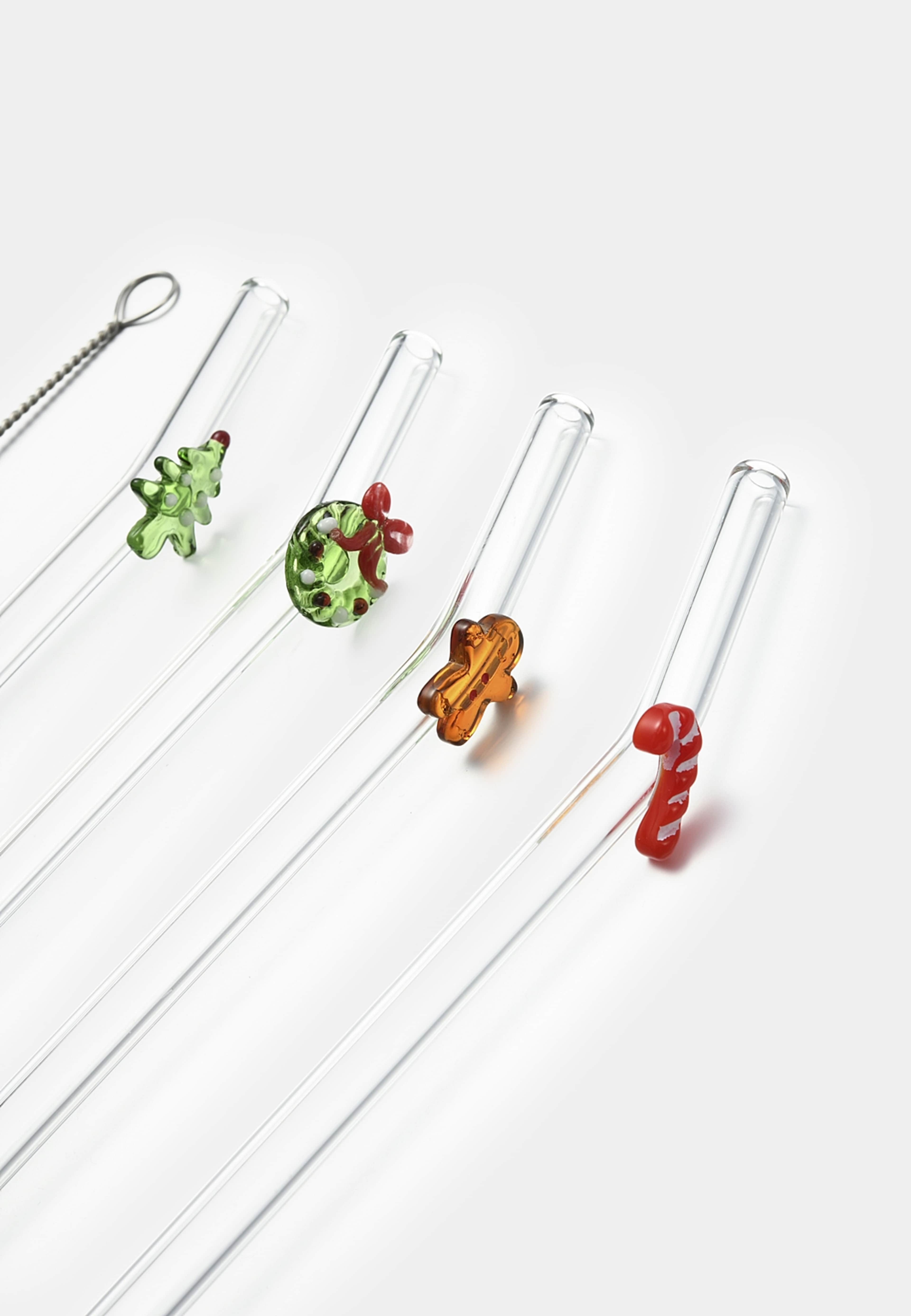 Sugrör i glas X-MAS, 4-pack, från Åhléns Home, i färgen Multi. Klicka för att öppna bilden i stort format