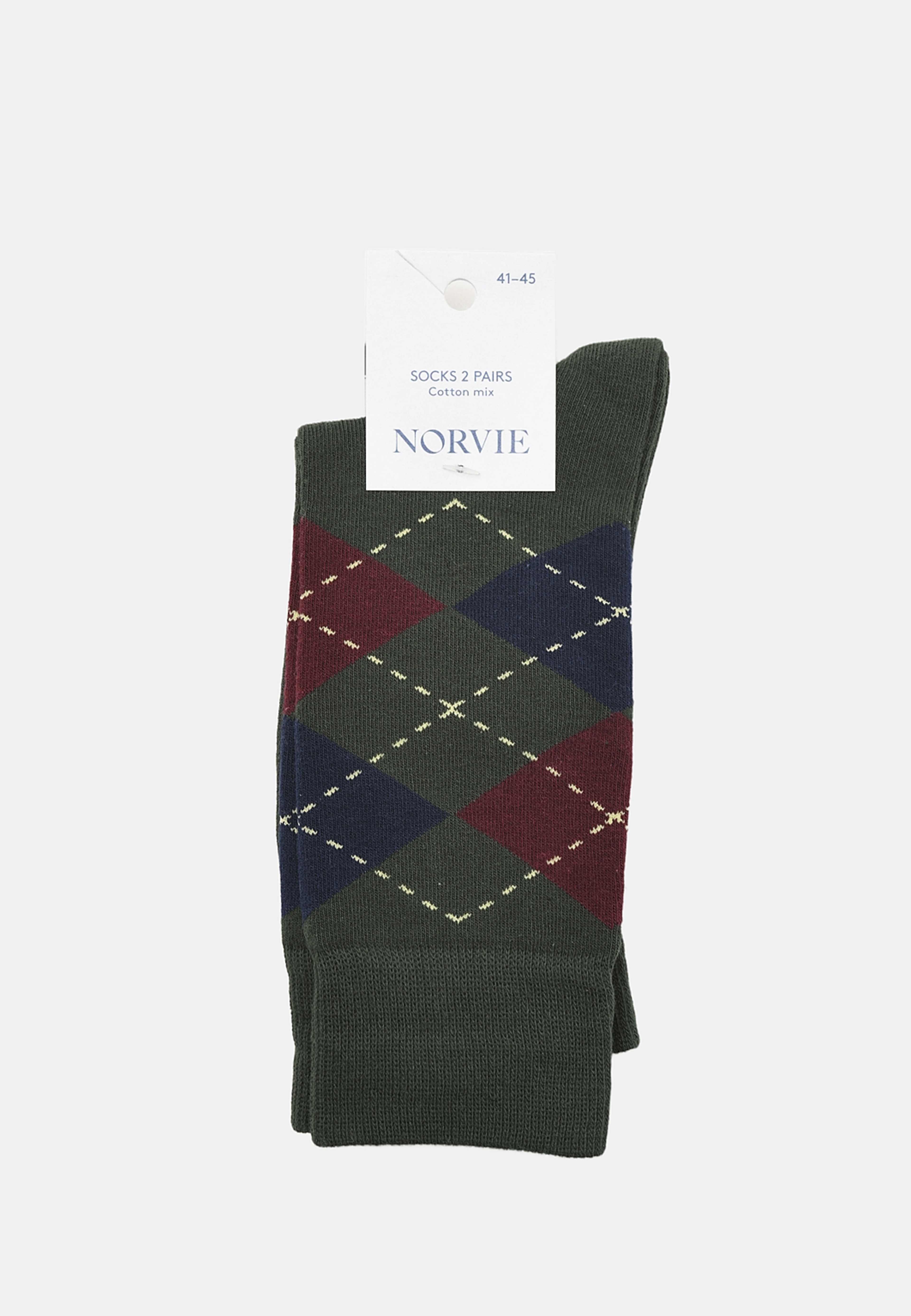 Strumpor argyle, 2-pack, från NORVIE, i färgen Green 2. Klicka för att öppna bilden i stort format