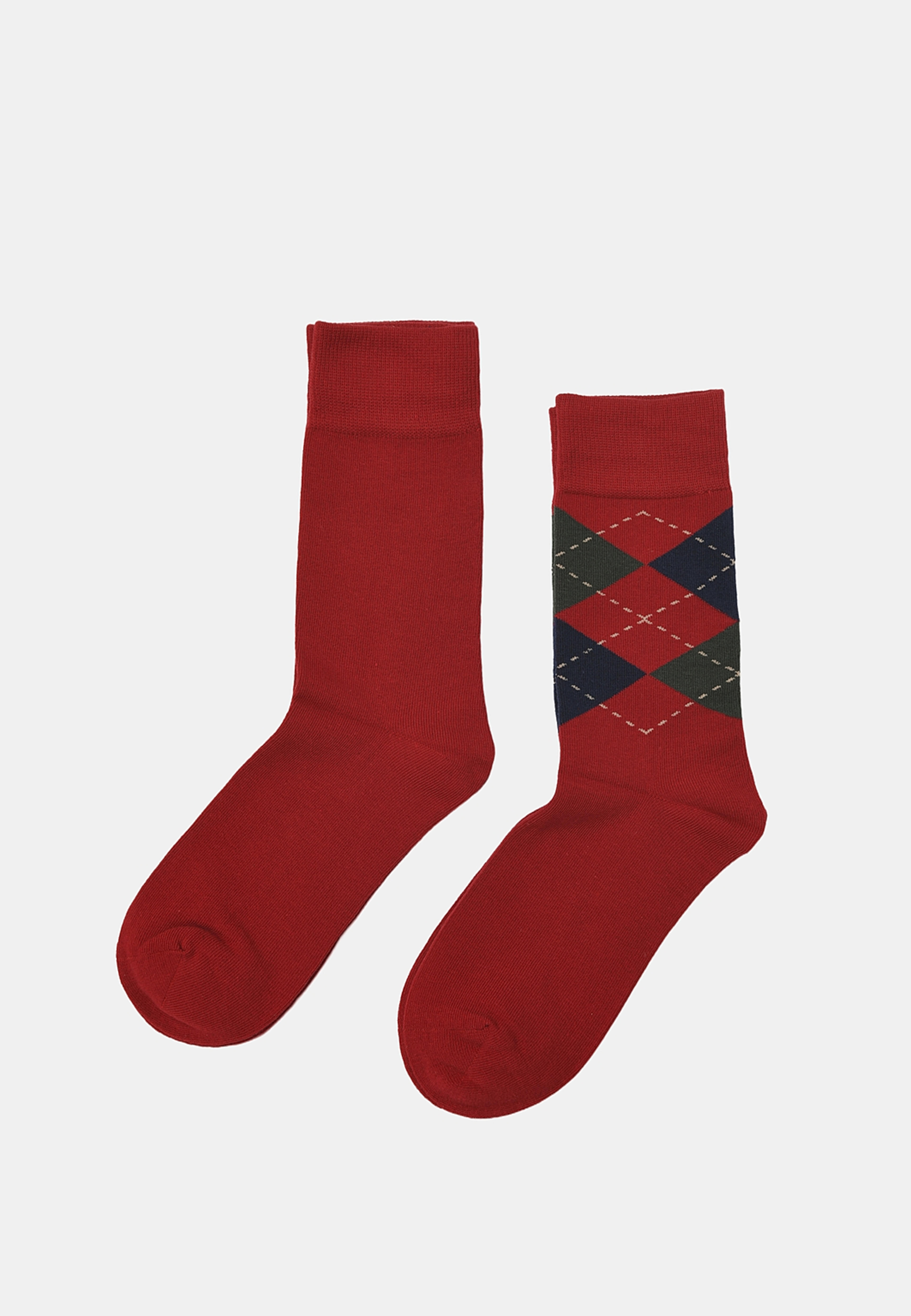Strumpor argyle, 2-pack, från NORVIE, i färgen Red 2. Klicka för att öppna bilden i stort format