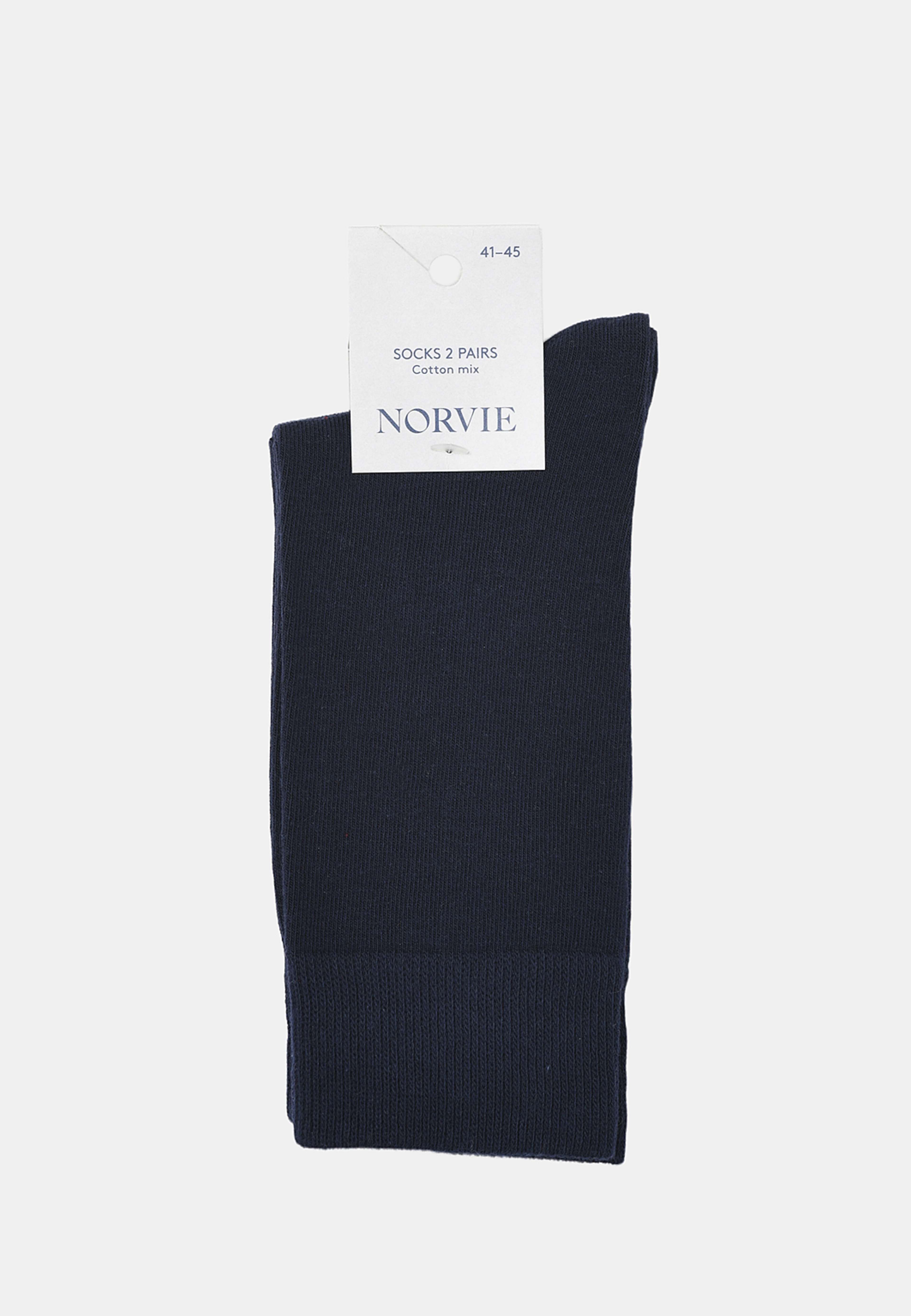 Enfärgade strumpor, 2-pack, från NORVIE, i färgen Navy. Klicka för att öppna bilden i stort format