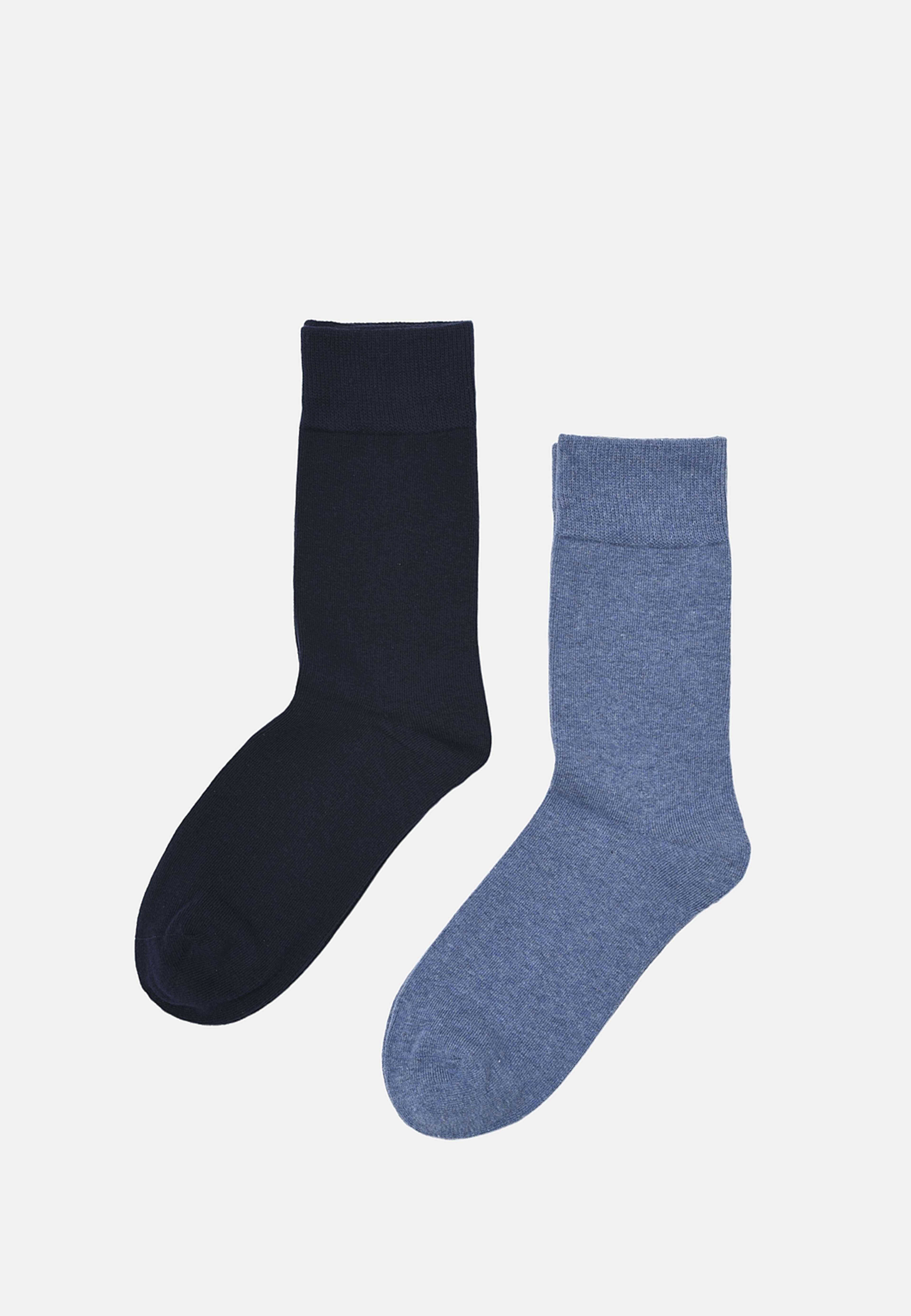 Enfärgade strumpor, 2-pack, från NORVIE, i färgen Blue Melange. Klicka för att öppna bilden i stort format