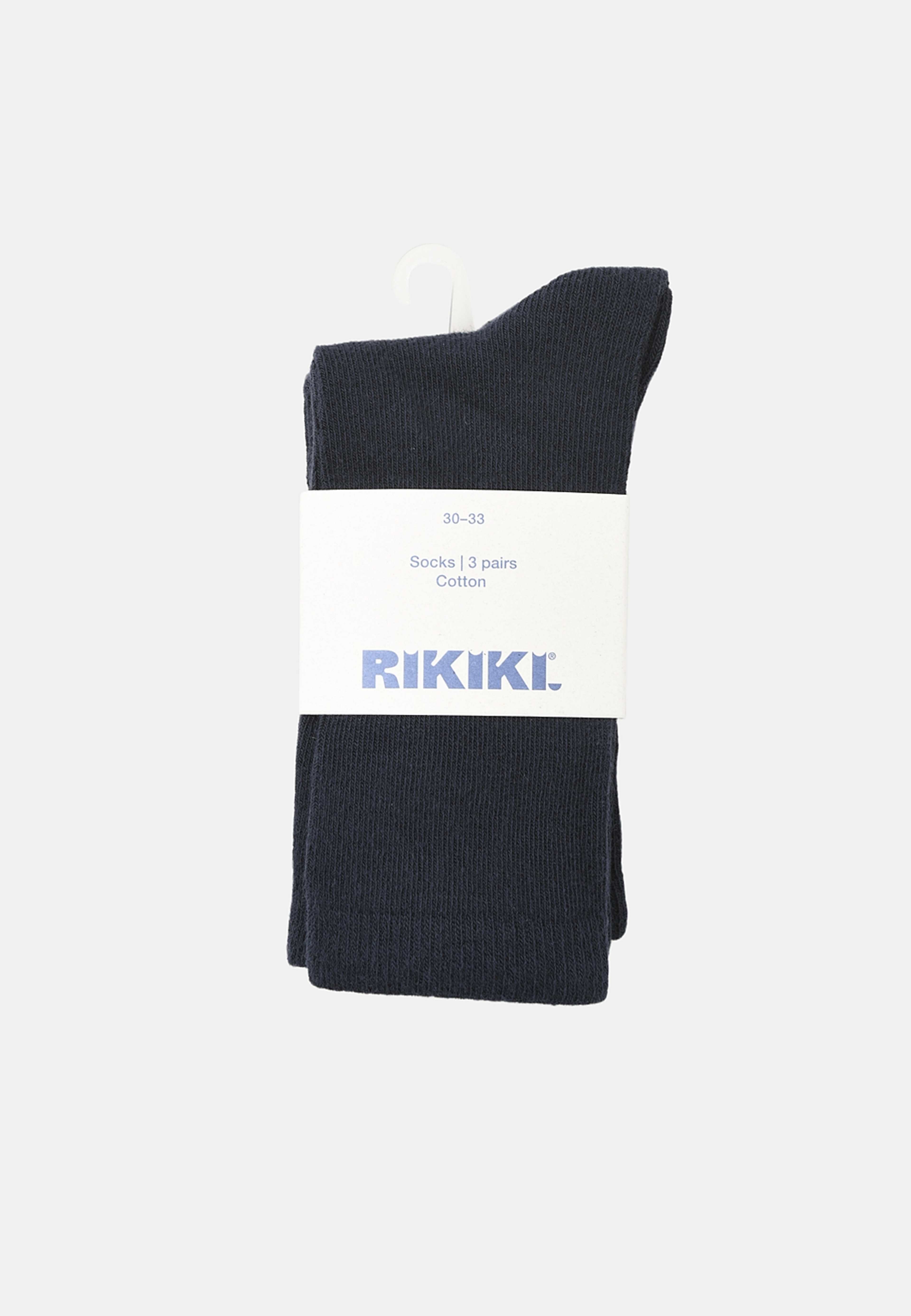 Enfärgade strumpor, 3-pack, från RIKIKI, i färgen Navy. Klicka för att öppna bilden i stort format