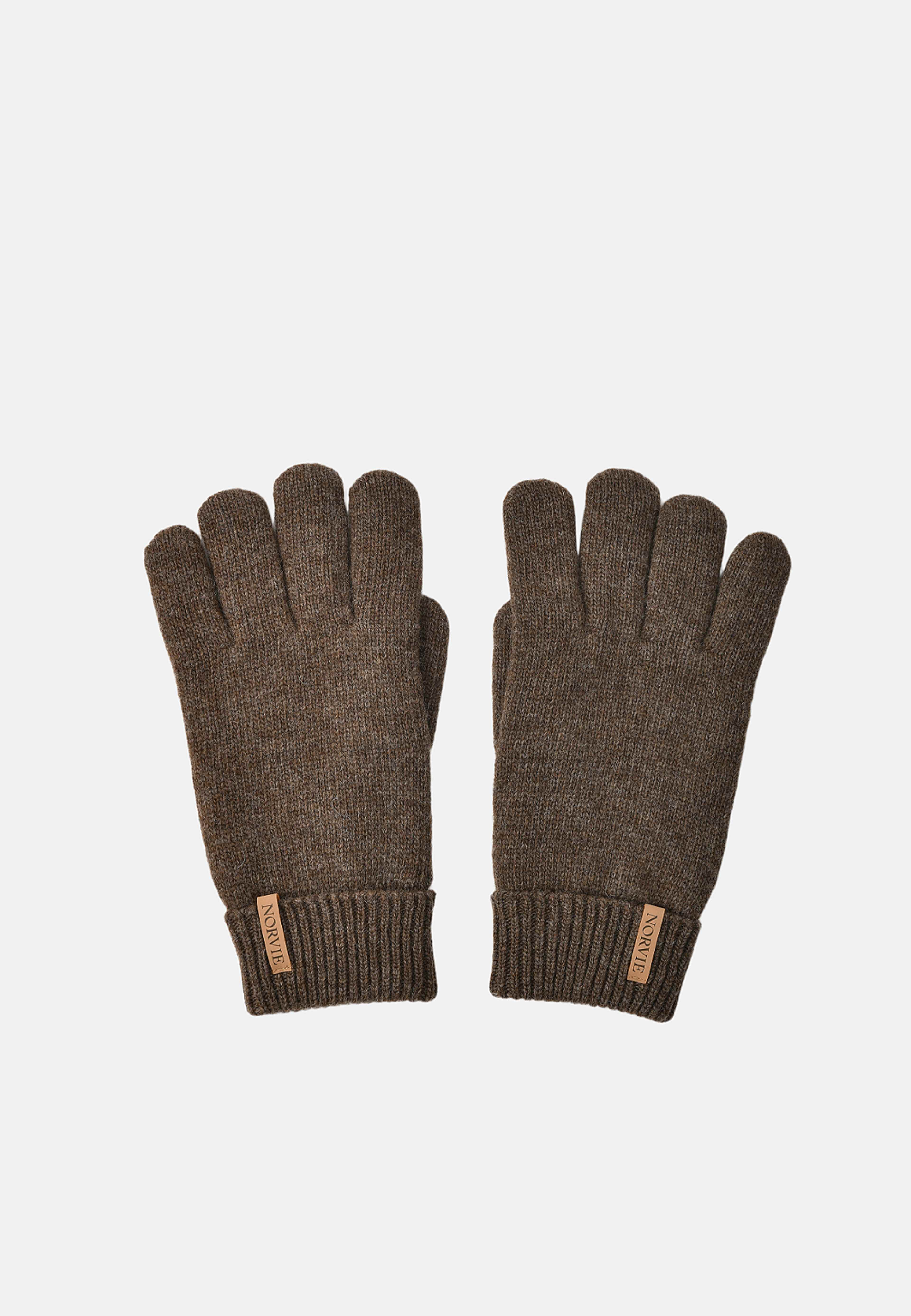 Fingervantar i ullmix HERMAN, från NORVIE, i färgen Brown Melange. Klicka för att öppna bilden i stort format