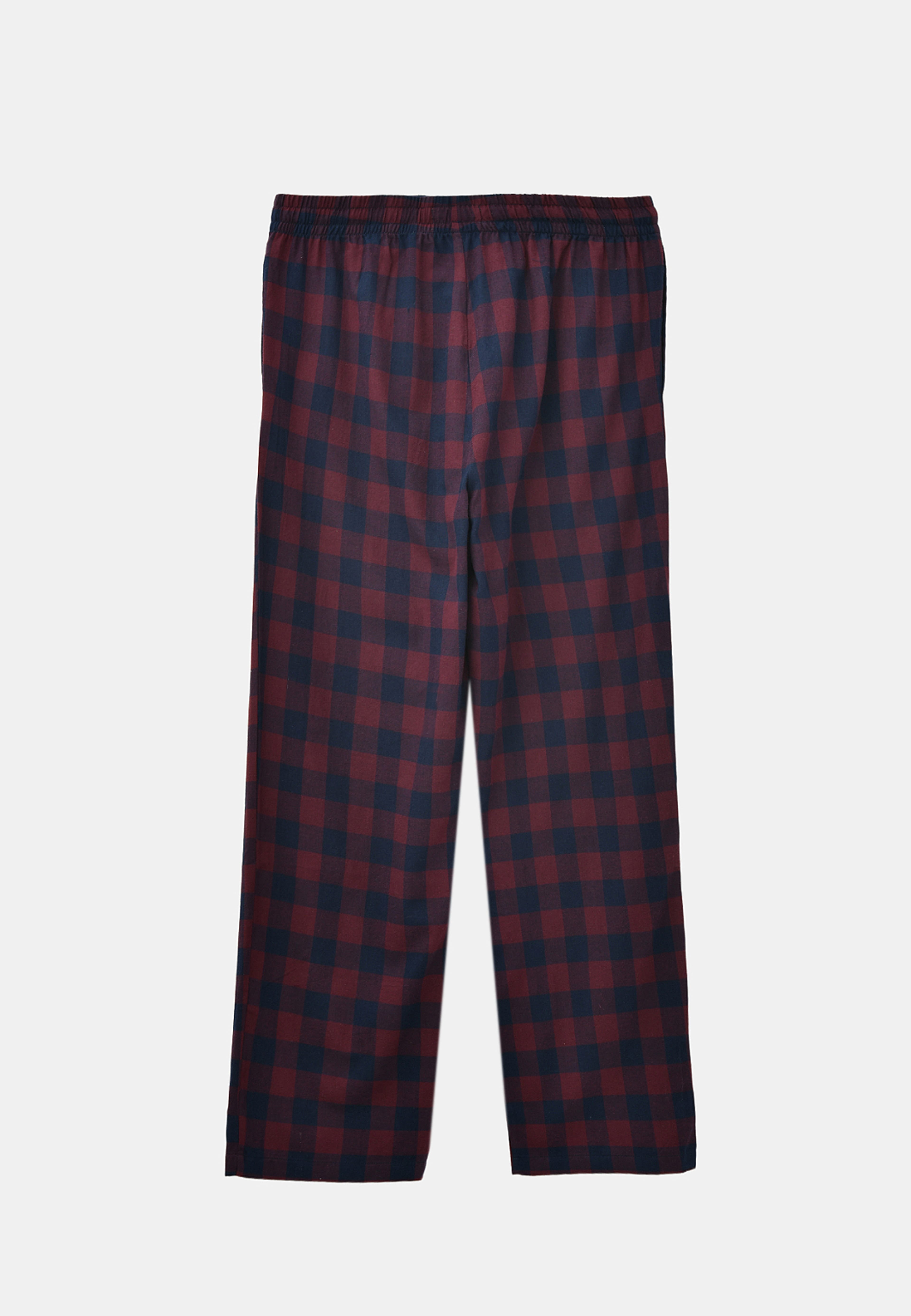Pyjamasbyxor i flanell AXEL, från NORVIE, i färgen Wine Check. Klicka för att öppna bilden i stort format
