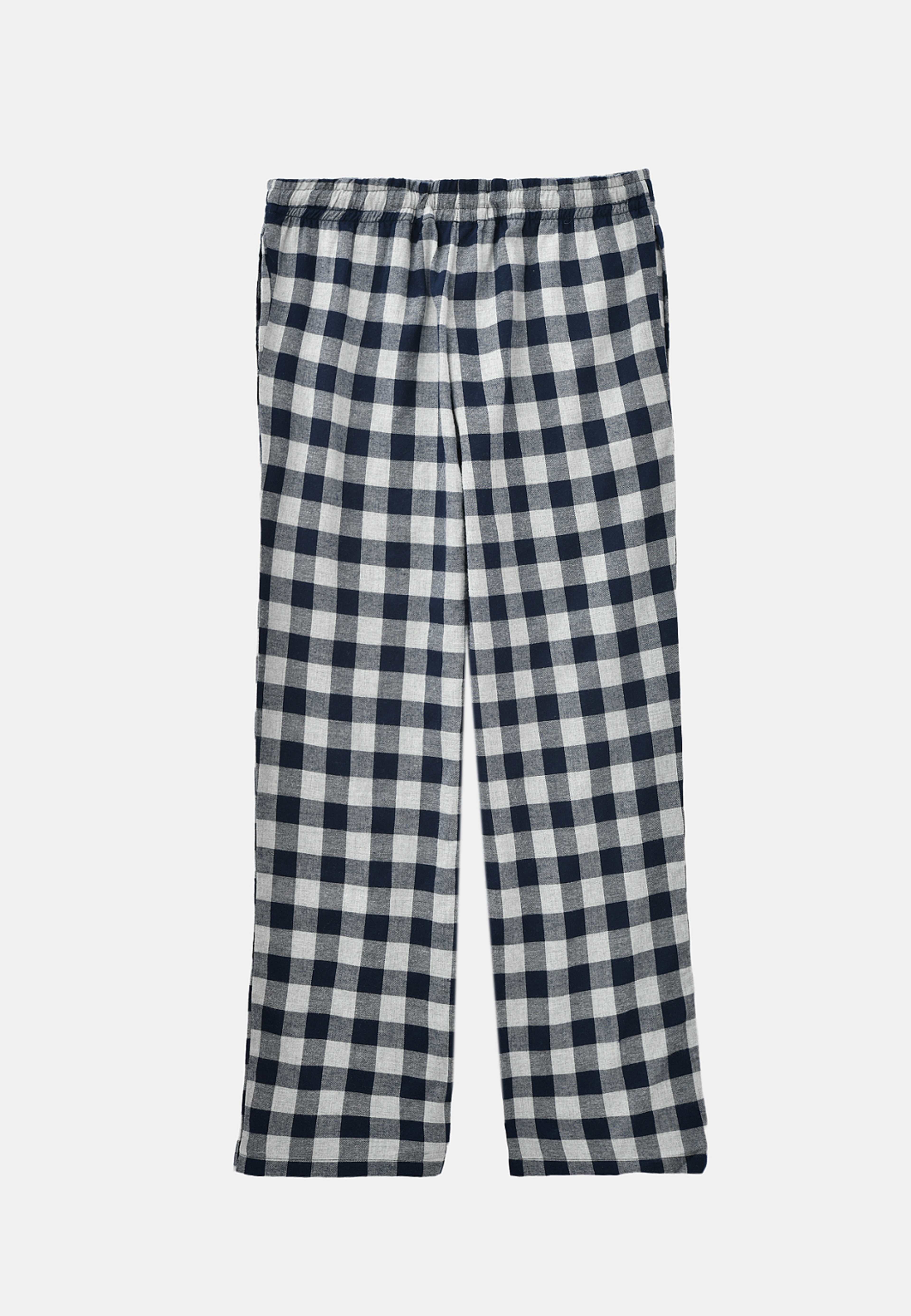 Pyjamasbyxor i flanell AXEL, från NORVIE, i färgen Navy Check. Klicka för att öppna bilden i stort format