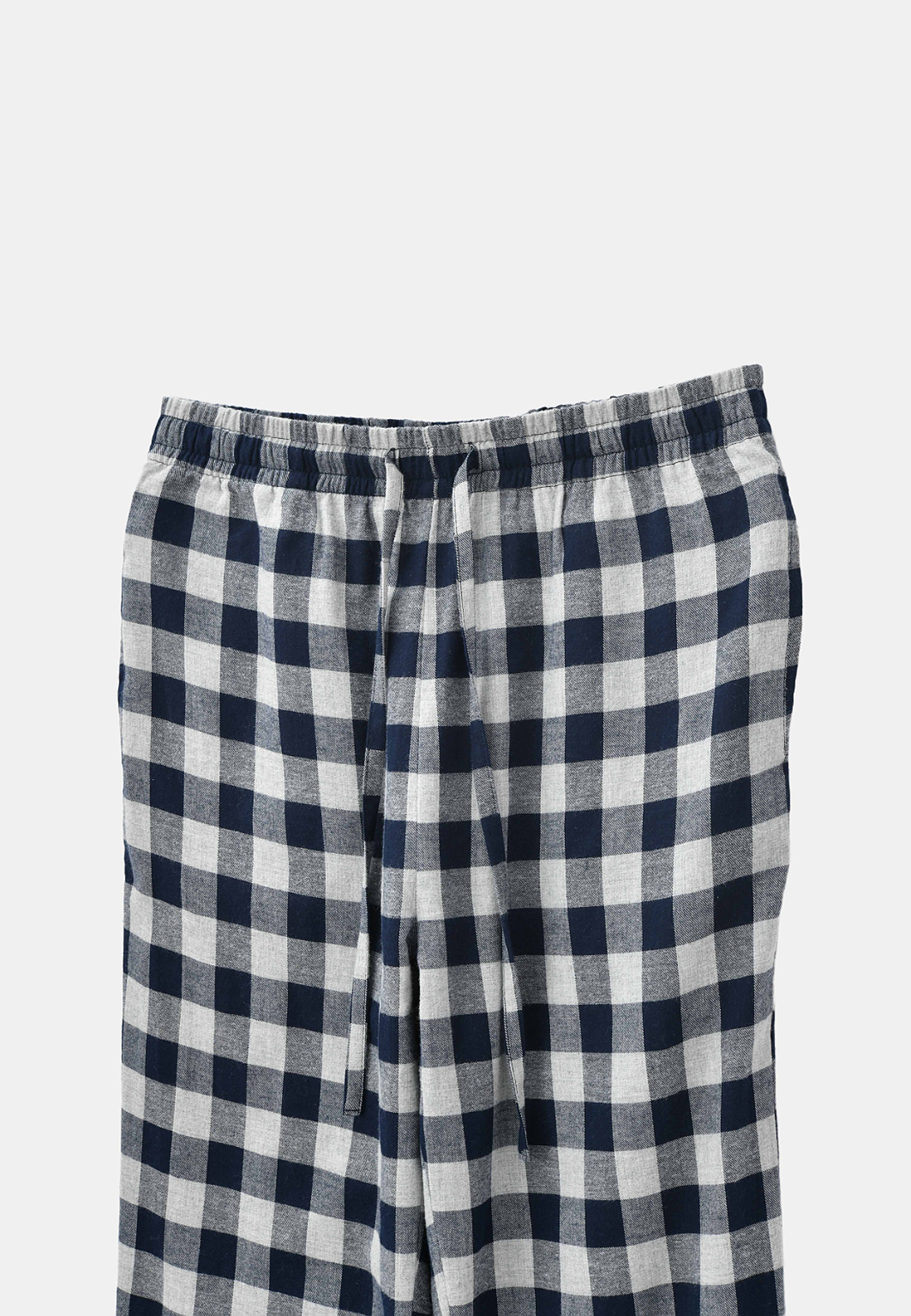 Pyjamasbyxor i flanell AXEL, från NORVIE, i färgen Navy Check. Klicka för att öppna bilden i stort format