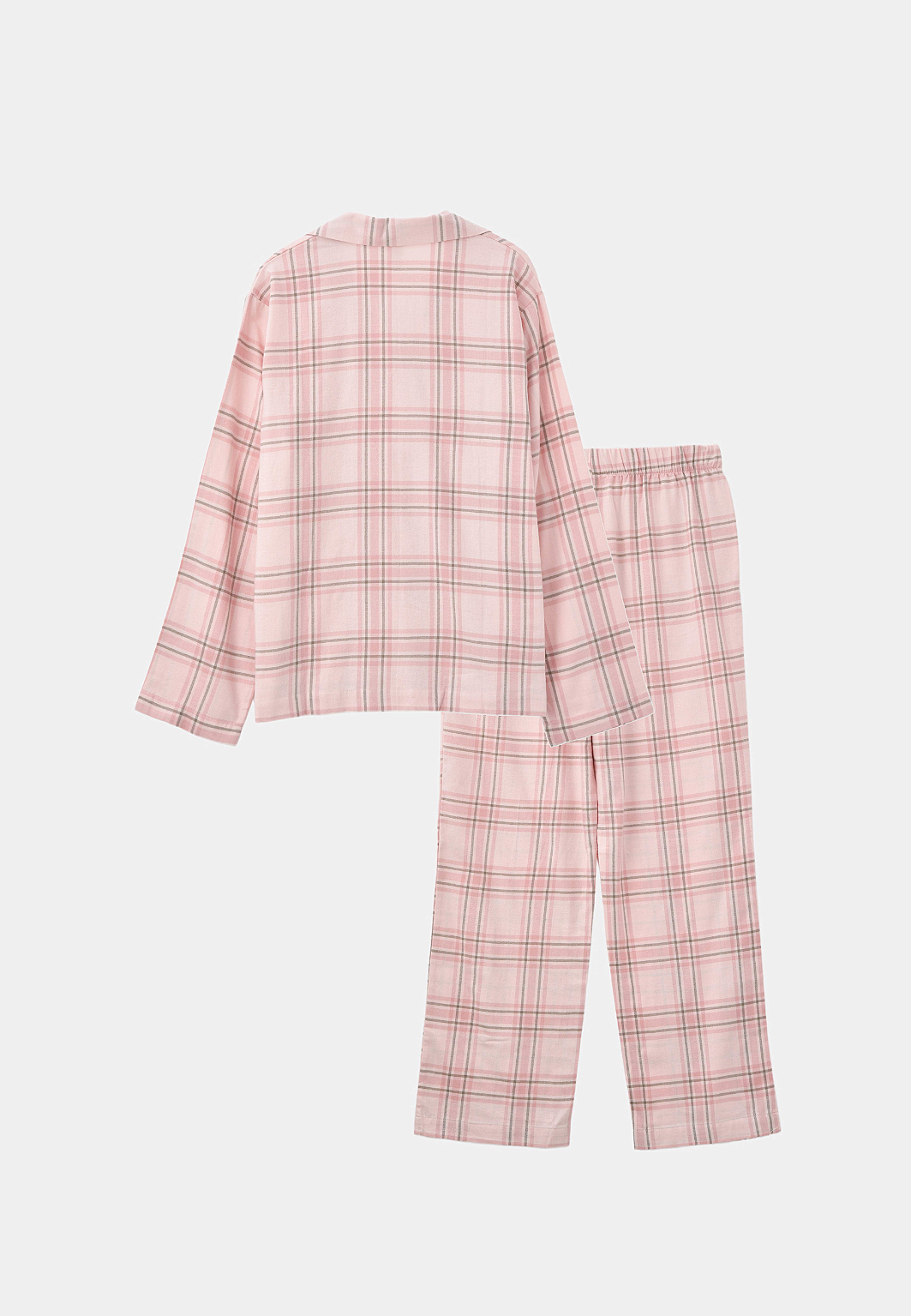 Rutig flanellpyjamas PENNYLANE, från Å WOMAN, i färgen Dark Pink. Klicka för att öppna bilden i stort format