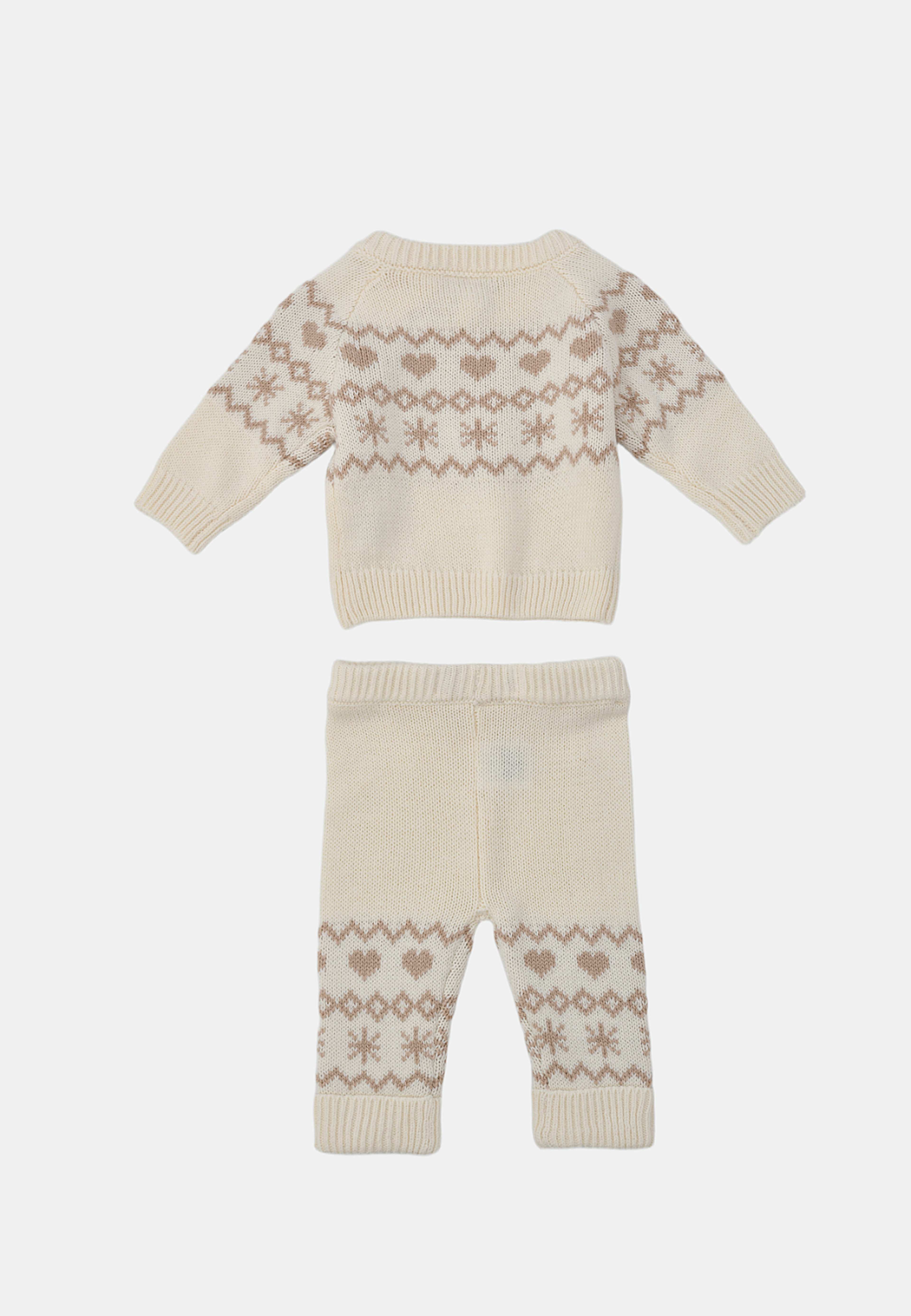 Stickat set OSCAR, från RIKIKI, i färgen Off White 2. Klicka för att öppna bilden i stort format