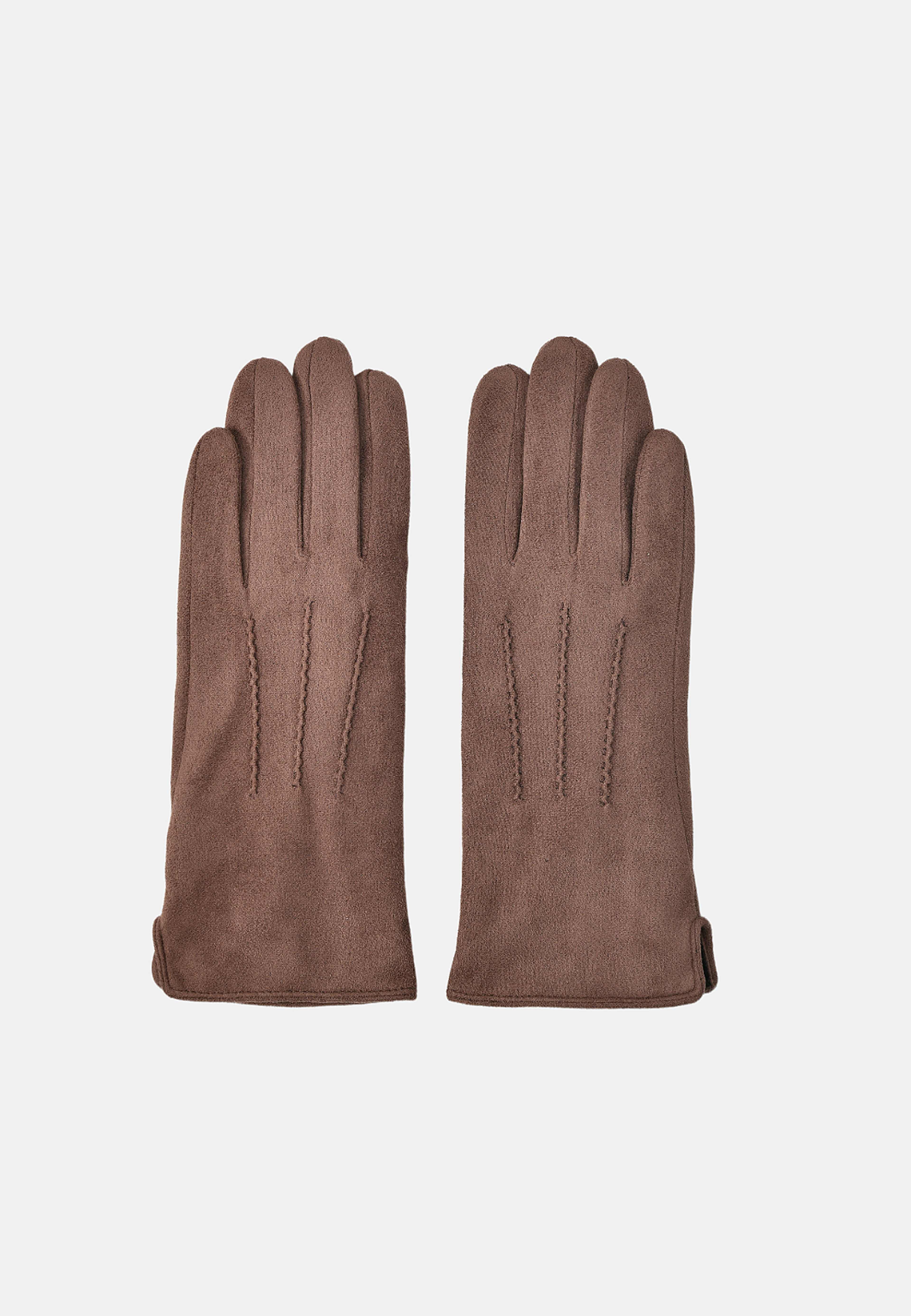 Handskar i mockaimitation EMMY, från Å WOMAN, i färgen Dark Brown. Klicka för att öppna bilden i stort format
