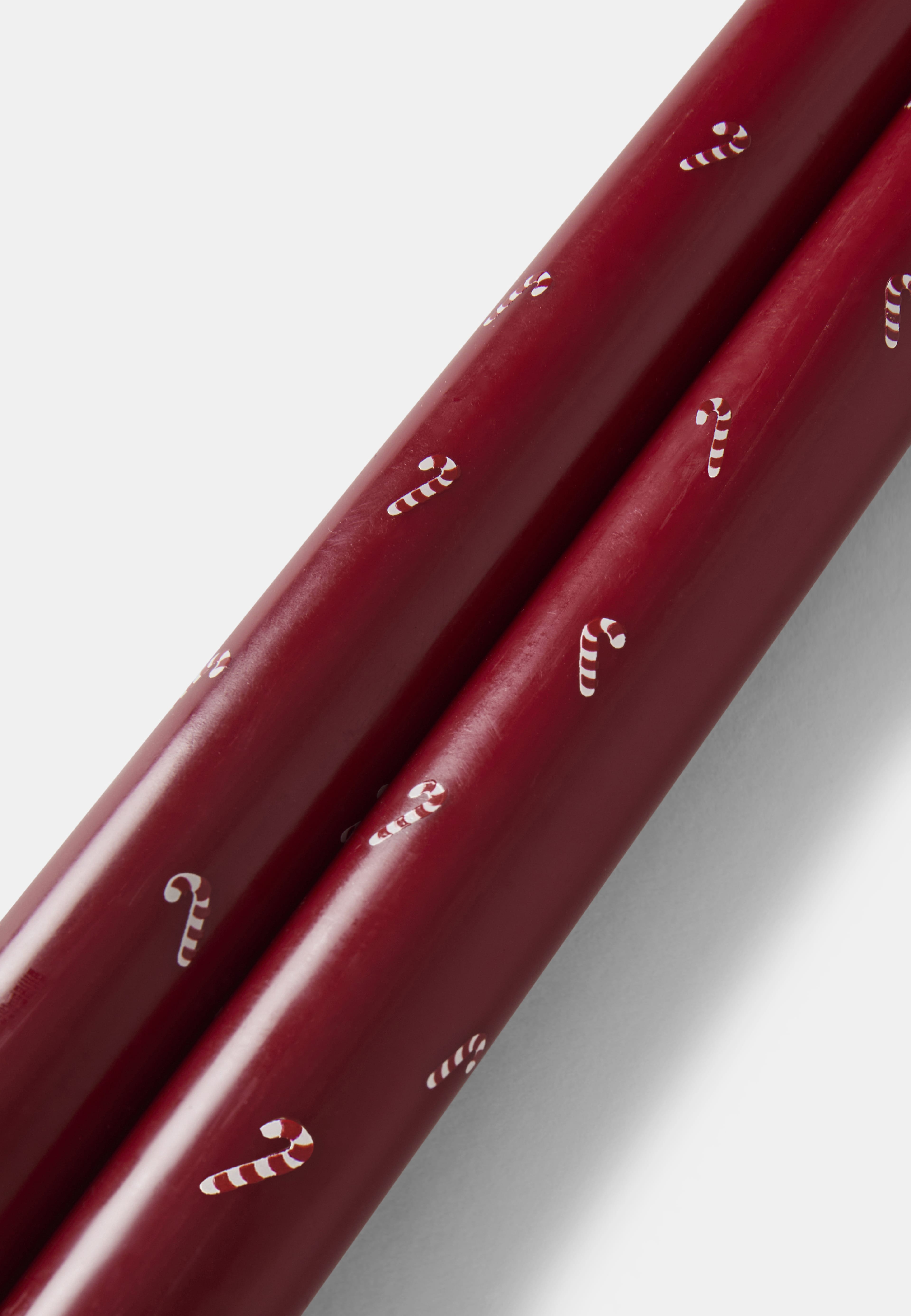 Mönstrade julljus 24 cm, 2-pack, från Åhléns Home, i färgen White/Red. Klicka för att öppna bilden i stort format