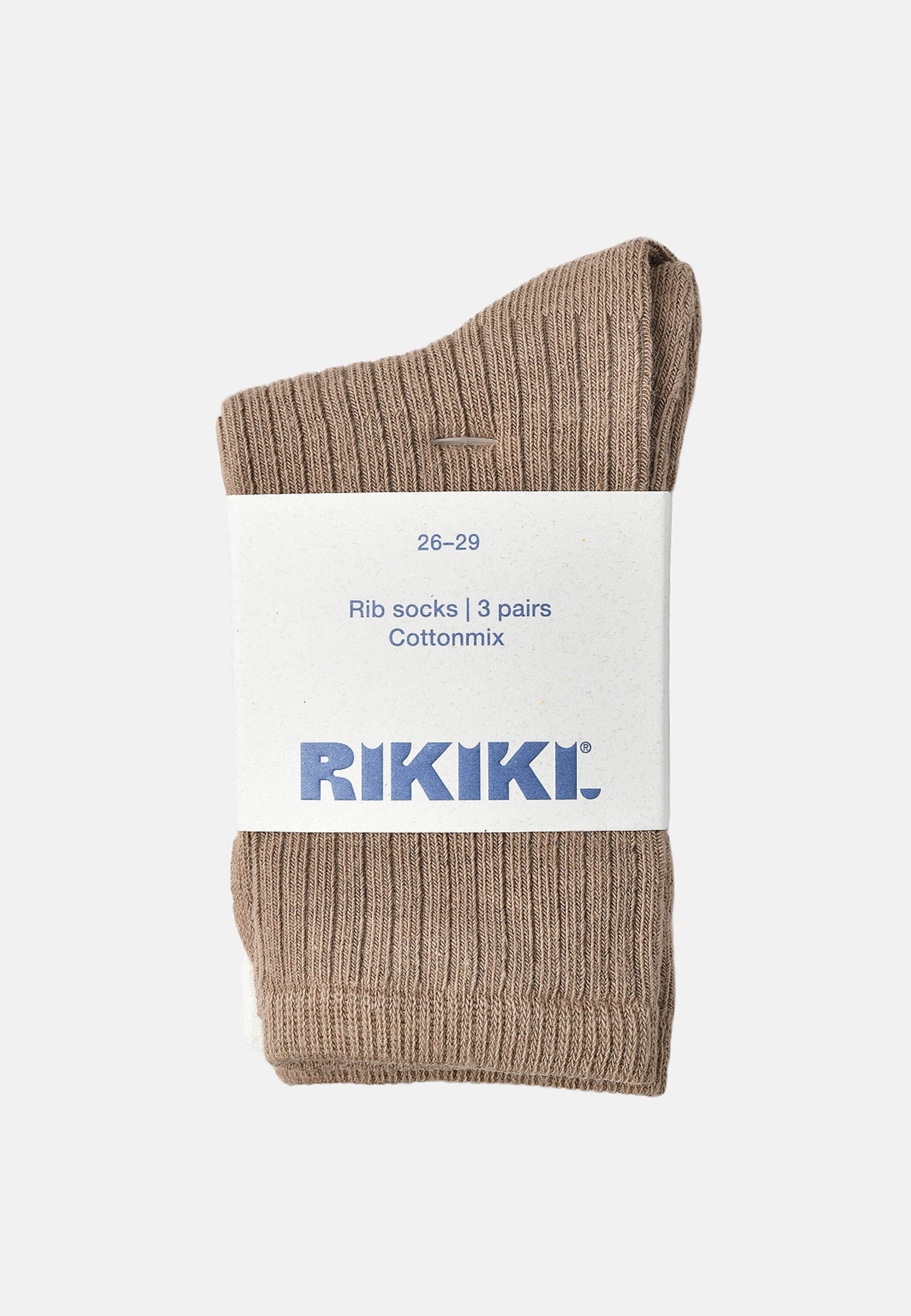 Ribbade strumpor, 3-pack, från RIKIKI, i färgen Beige. Klicka för att öppna bilden i stort format