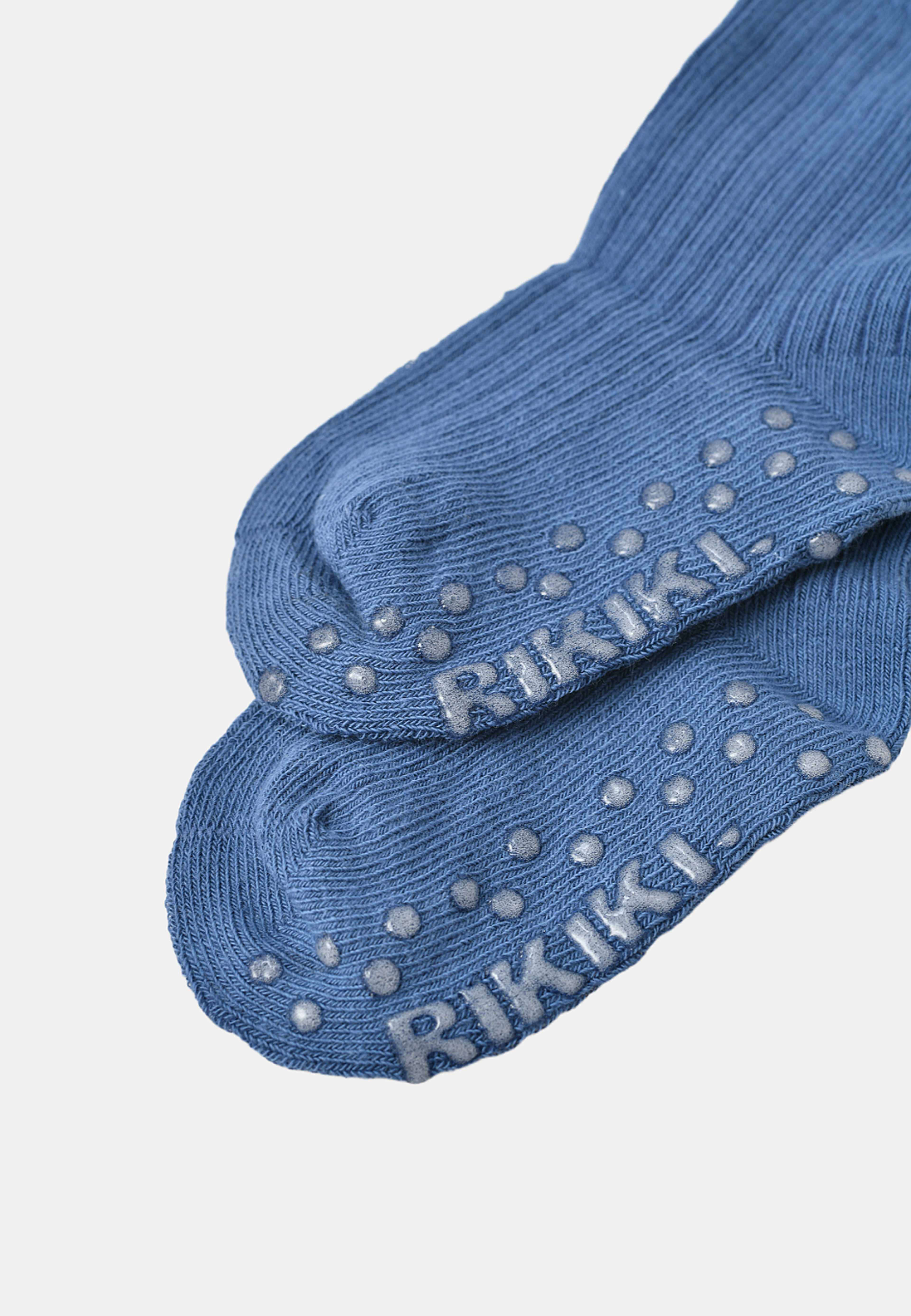 Babystrumpor med halkskydd, 3-pack, från RIKIKI, i färgen Navy. Klicka för att öppna bilden i stort format