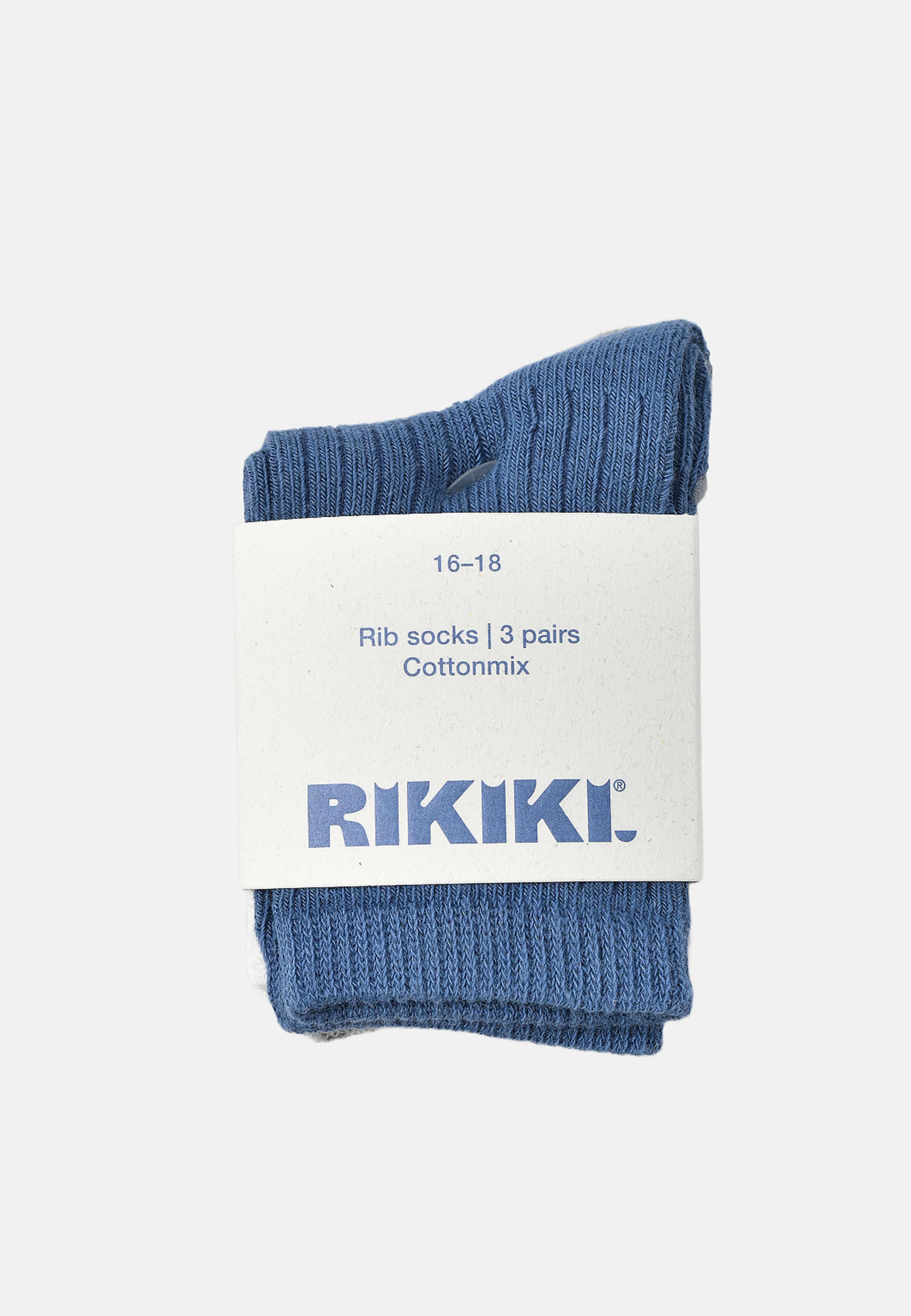 Babystrumpor med halkskydd, 3-pack, från RIKIKI, i färgen Navy. Klicka för att öppna bilden i stort format
