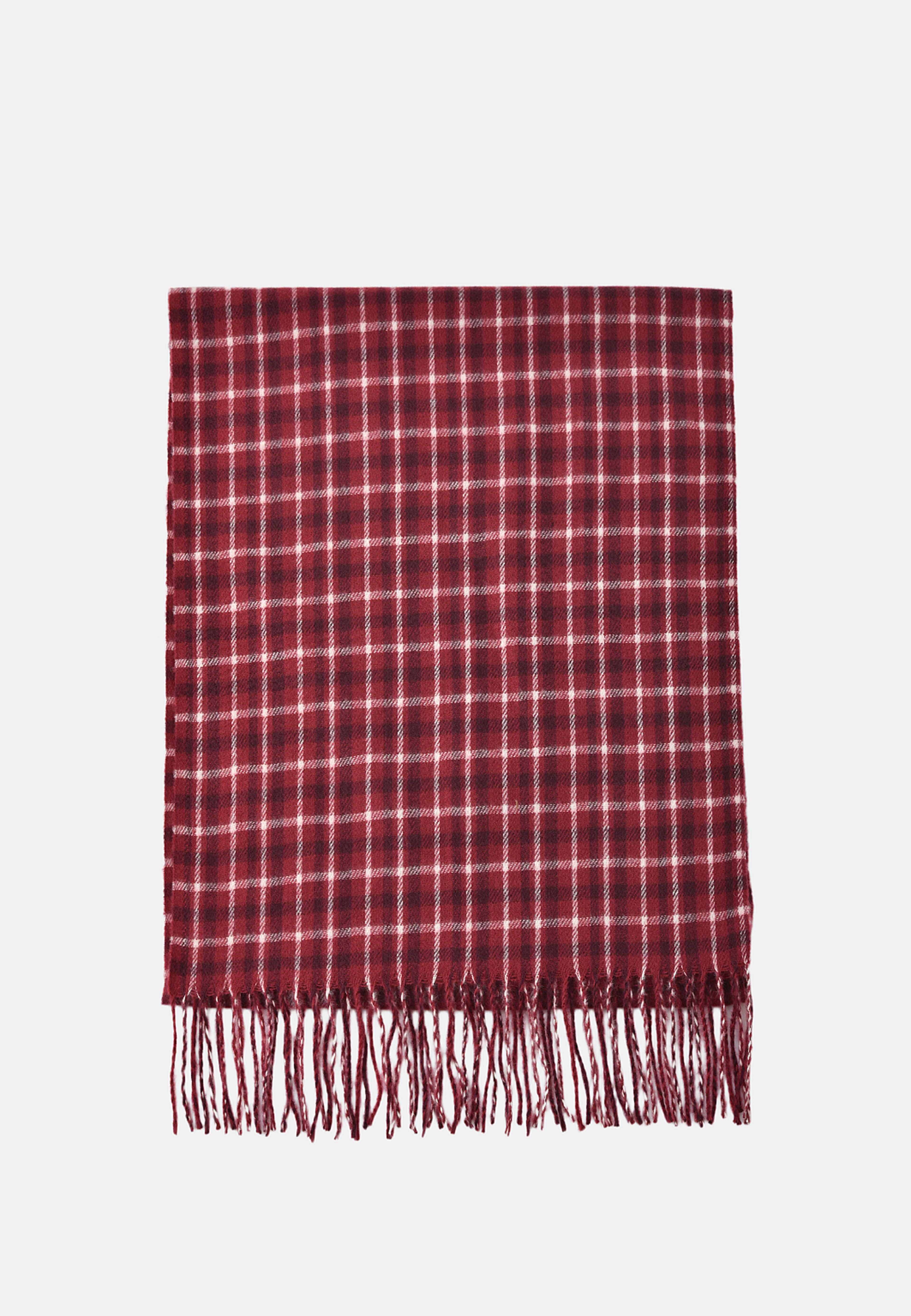 Halsduk med fransar ELLA, från Å WOMAN, i färgen Wine Red. Klicka för att öppna bilden i stort format