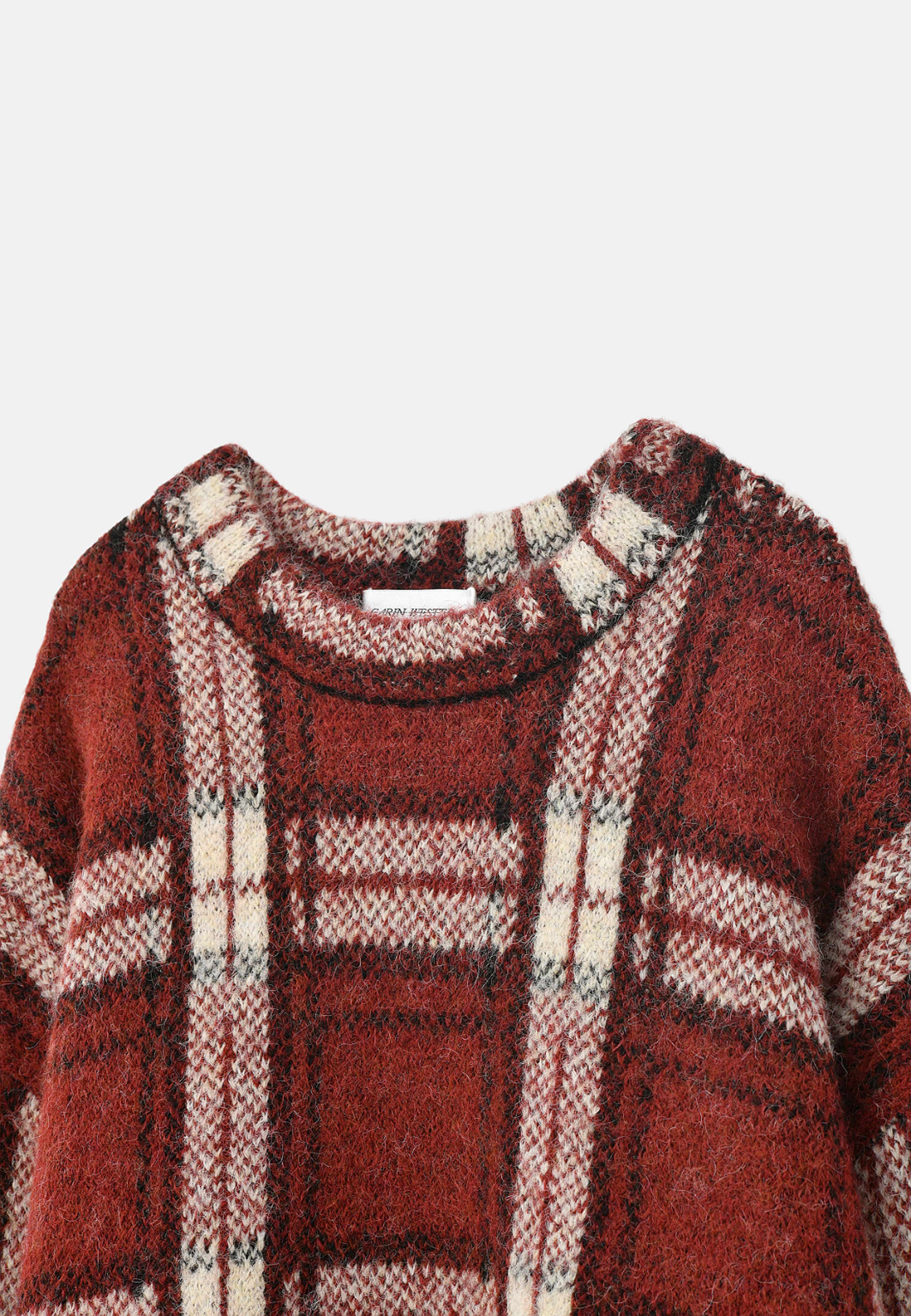 Jumper ELISSE, från Carin Wester, i färgen Dark Red Check. Klicka för att öppna bilden i stort format