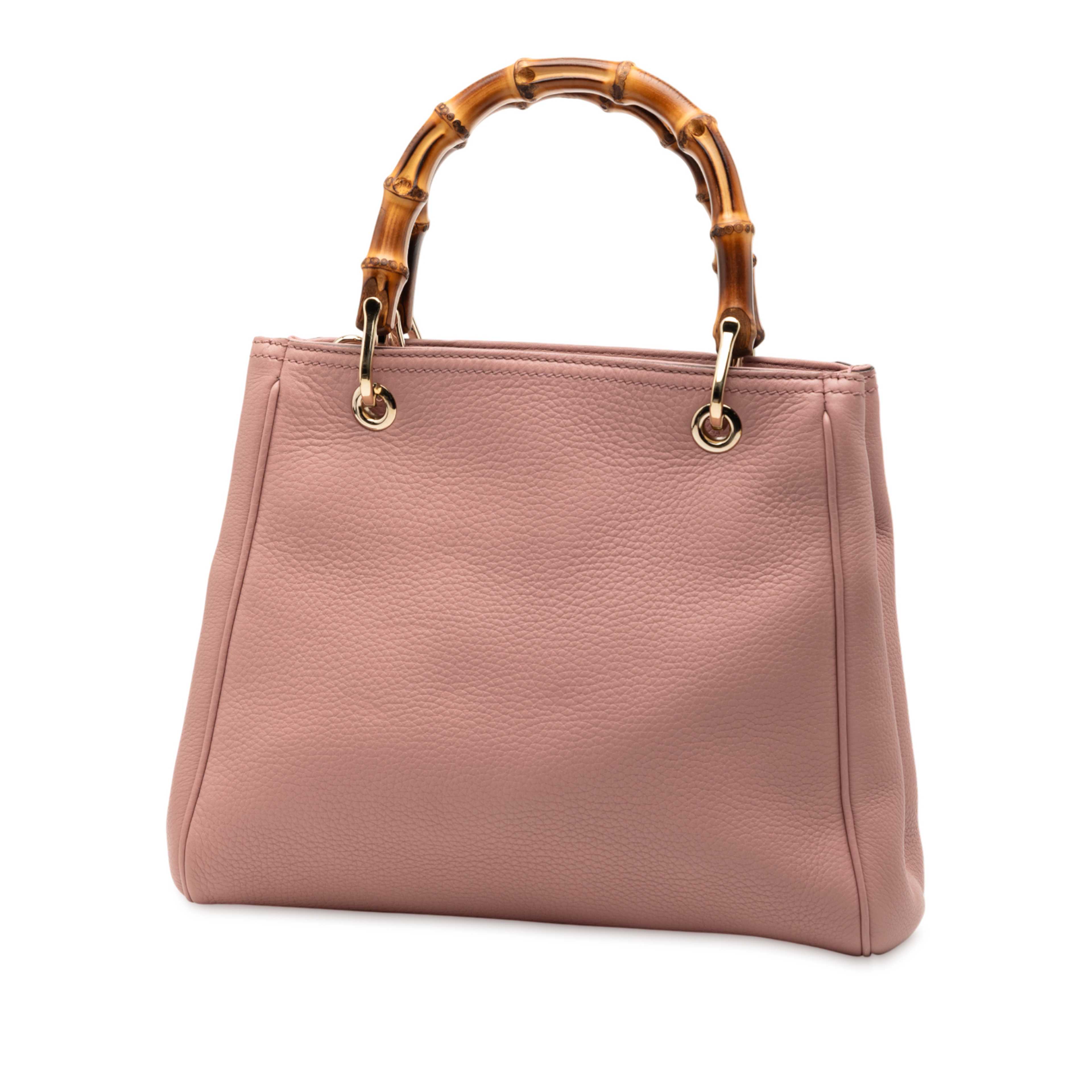 Gucci Small Calfskin Bamboo Shopper Satchel, från Luxclusif, i färgen pink. Klicka för att öppna bilden i stort format