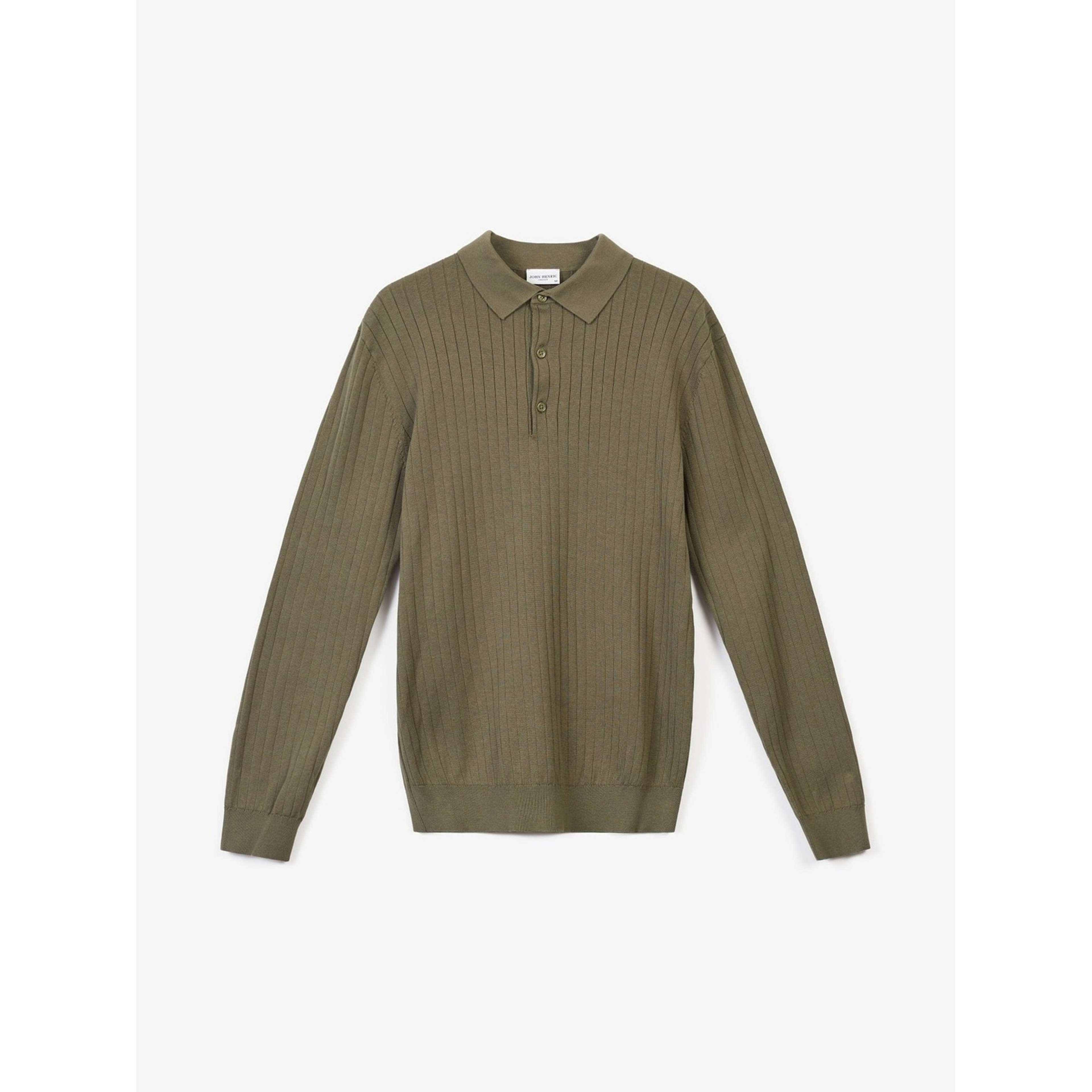 Cotton Rib Knitted Ls Polo Sweater (filippo), från John Henric, i färgen green. Klicka för att öppna bilden i stort format