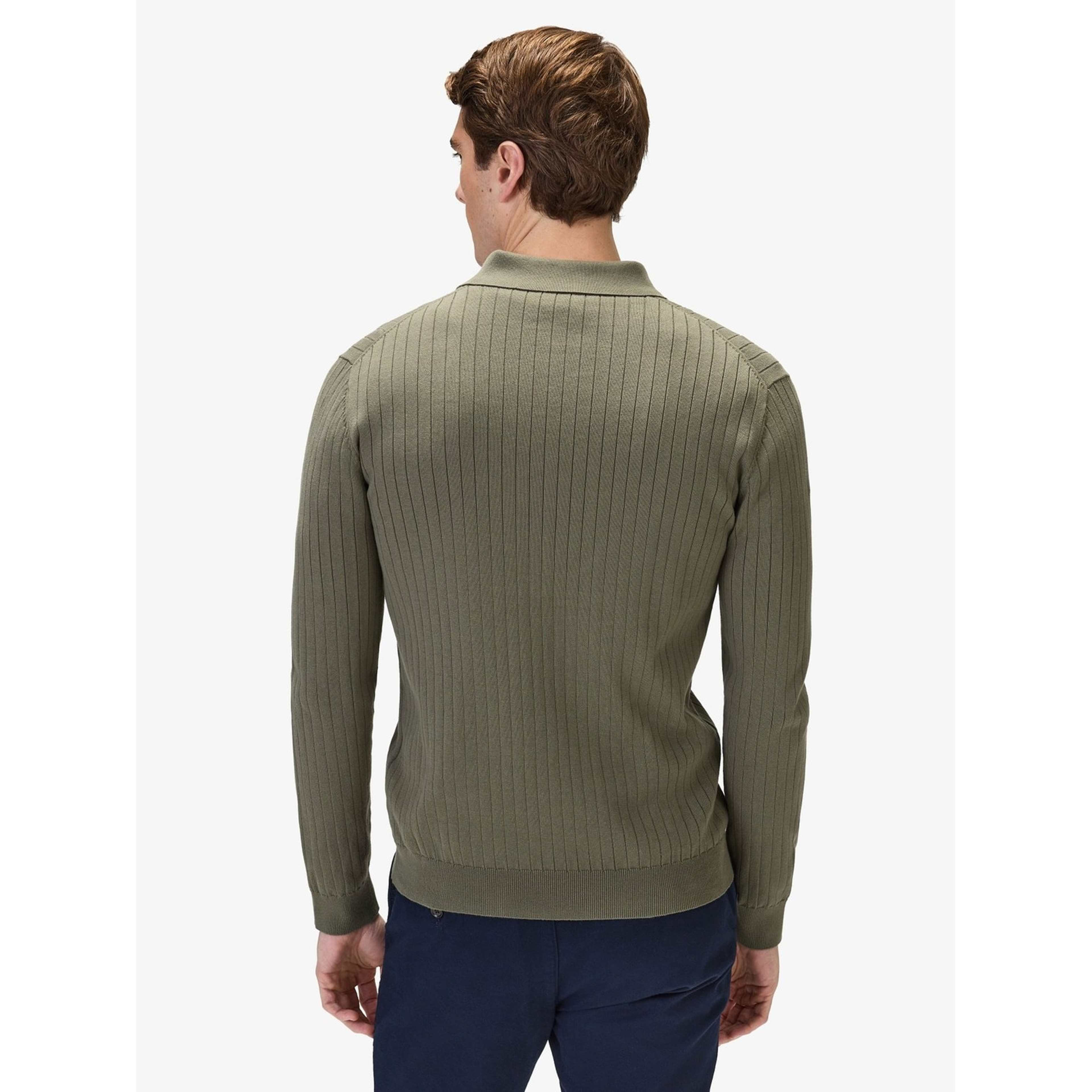 Cotton Rib Knitted Ls Polo Sweater (filippo)