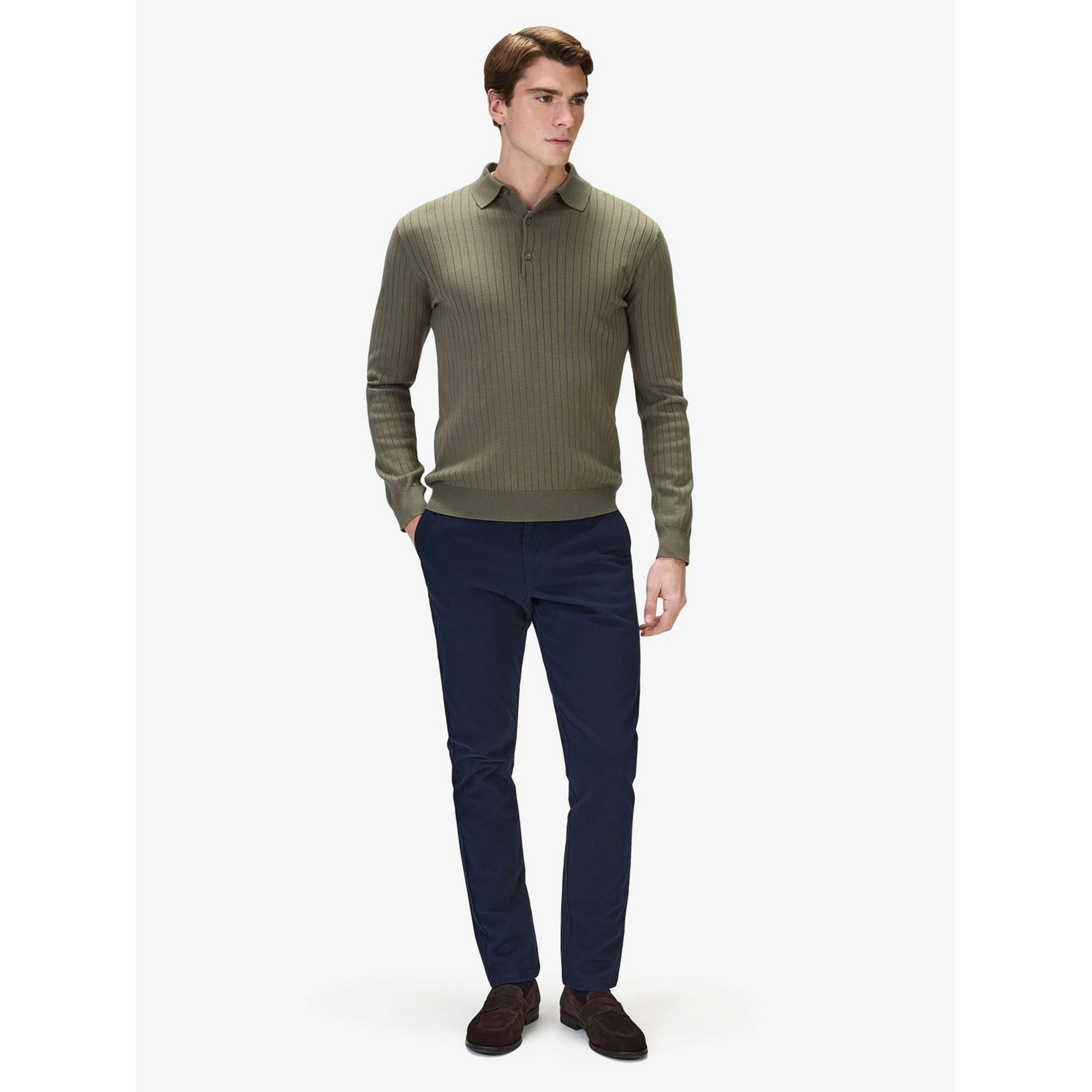 Cotton Rib Knitted Ls Polo Sweater (filippo)