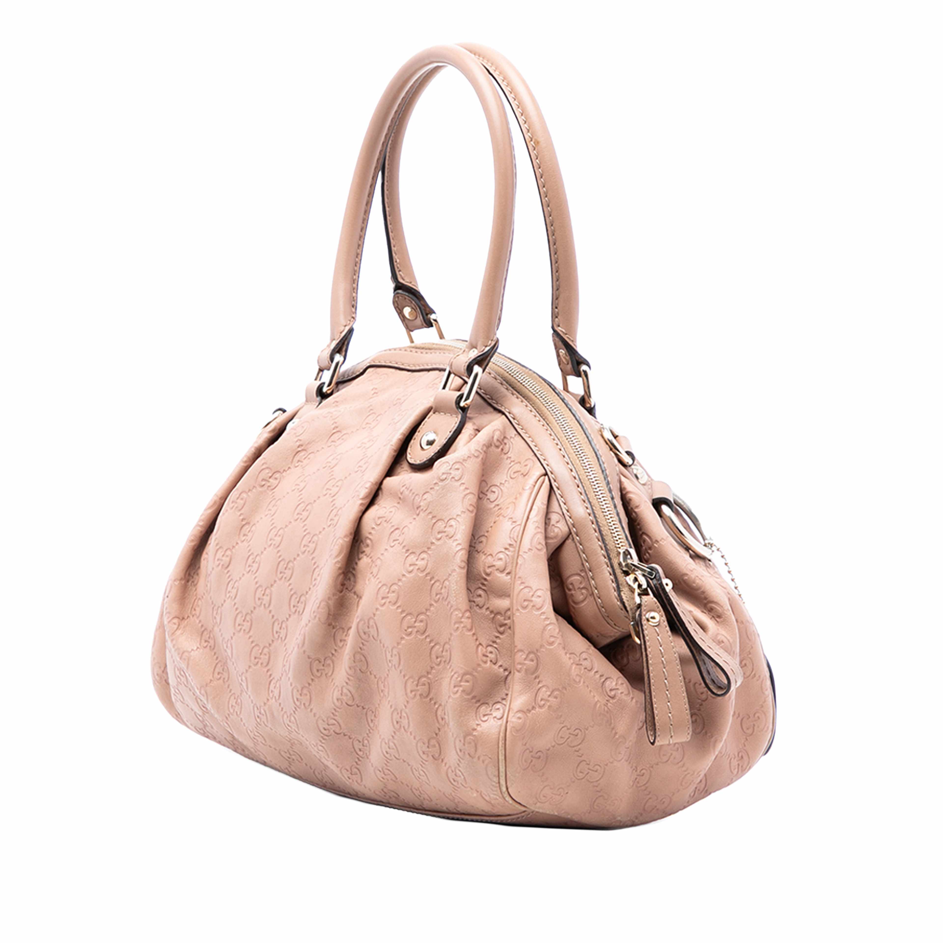 Gucci Guccissima Sukey Satchel, från Luxclusif, i färgen pink. Klicka för att öppna bilden i stort format