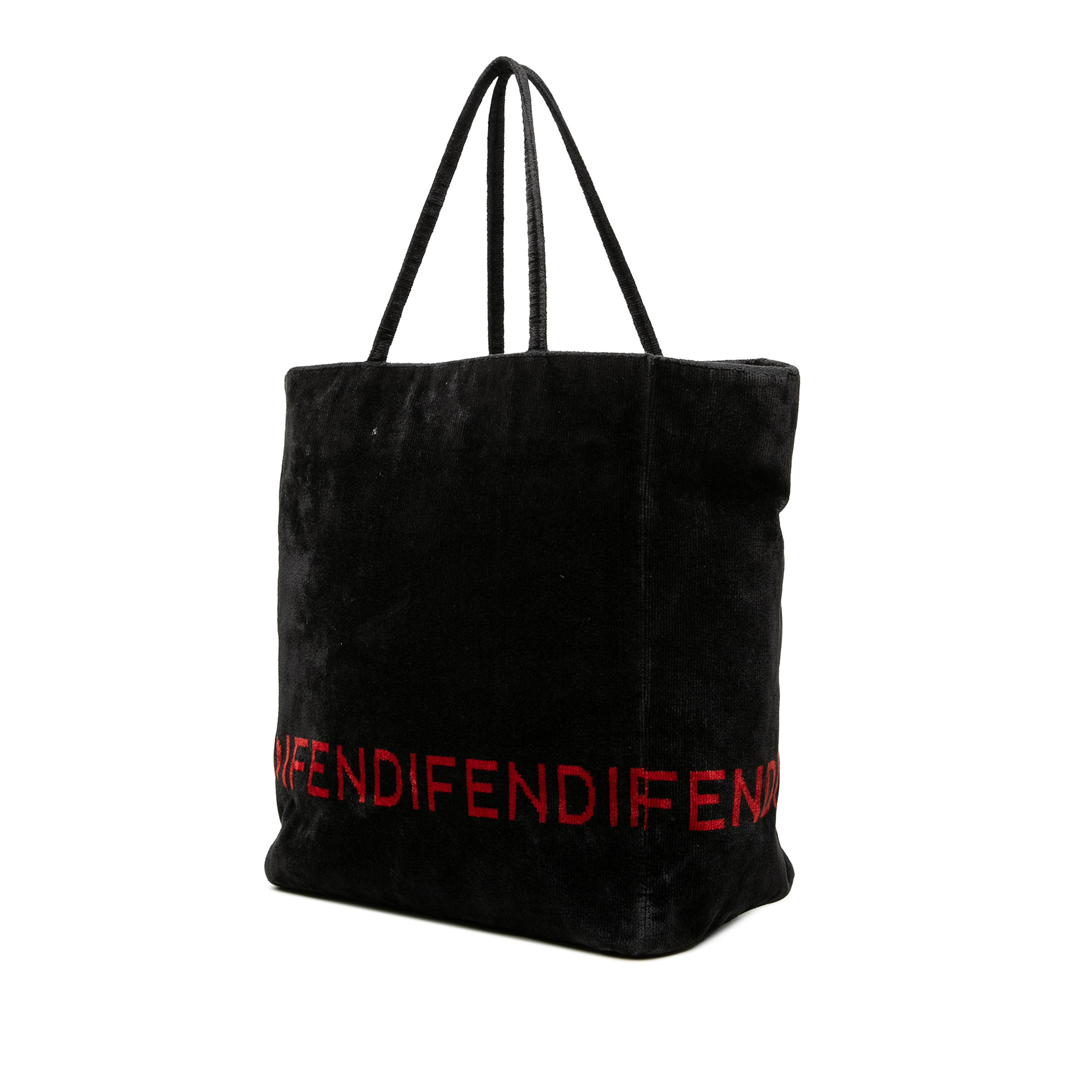 Fendi Velour Logo Tote, från Luxclusif, i färgen svart. Klicka för att öppna bilden i stort format