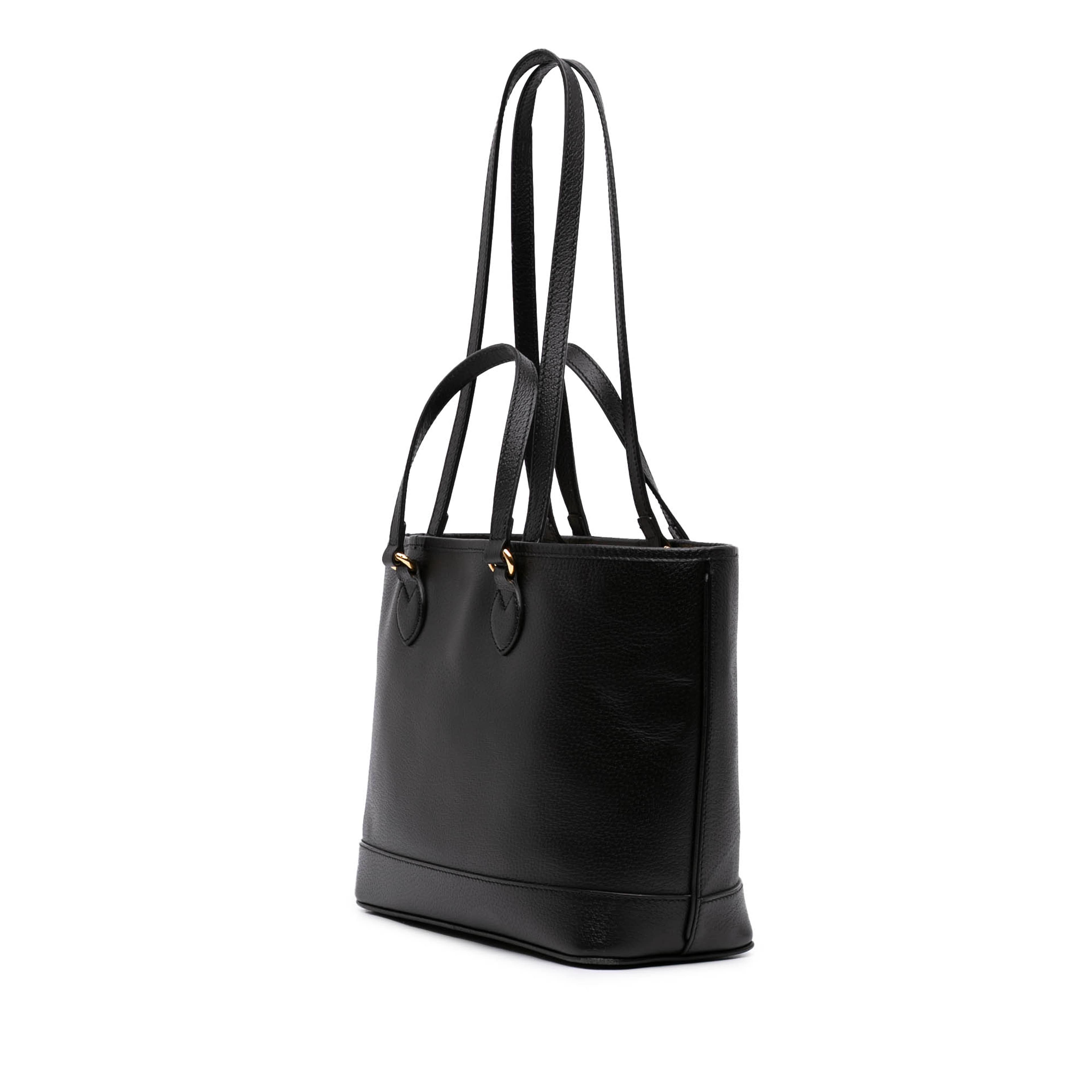 Gucci Small Calfskin Ophidia Tote, från Luxclusif, i färgen svart. Klicka för att öppna bilden i stort format