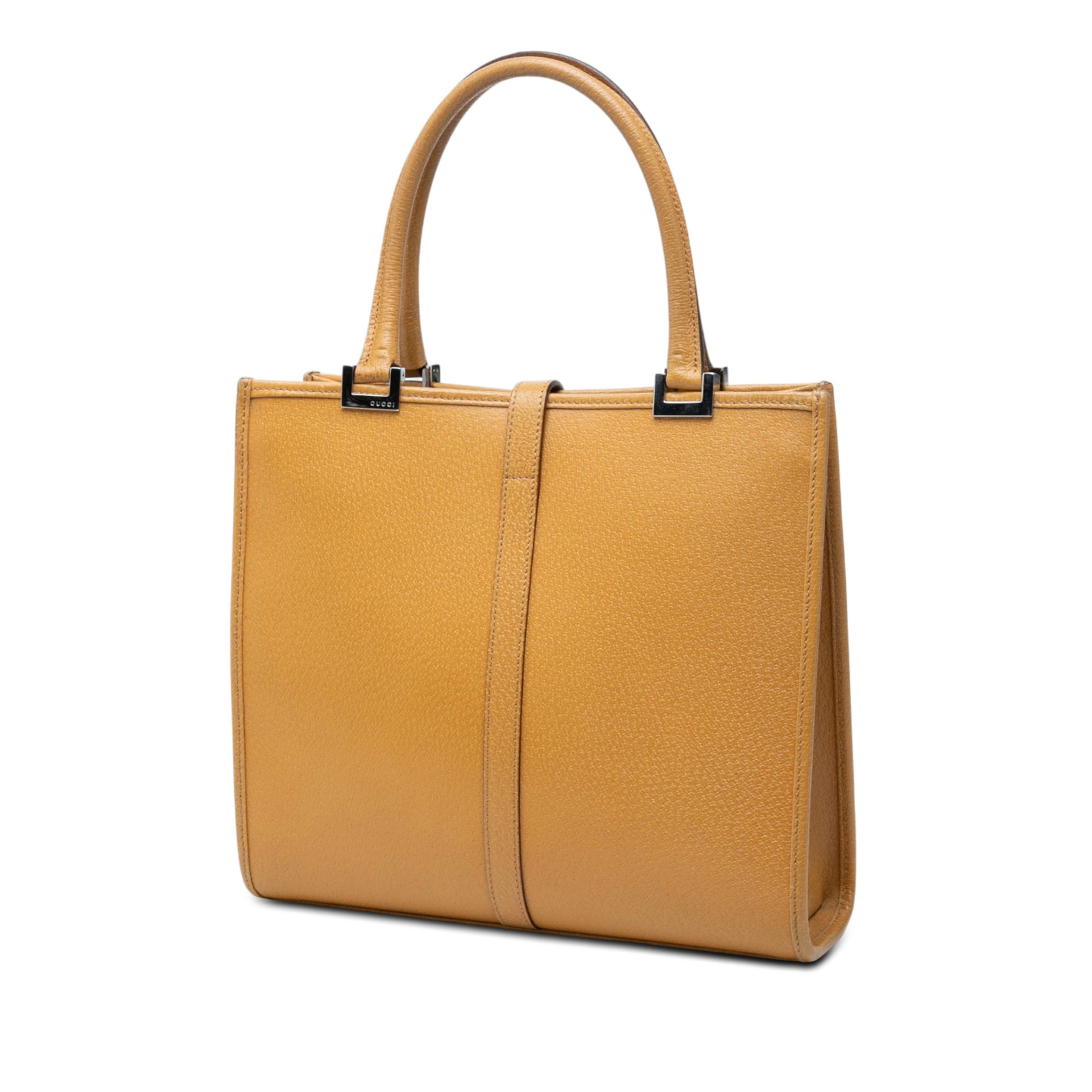 Gucci Calfskin Jackie Handbag, från Luxclusif, i färgen brun. Klicka för att öppna bilden i stort format