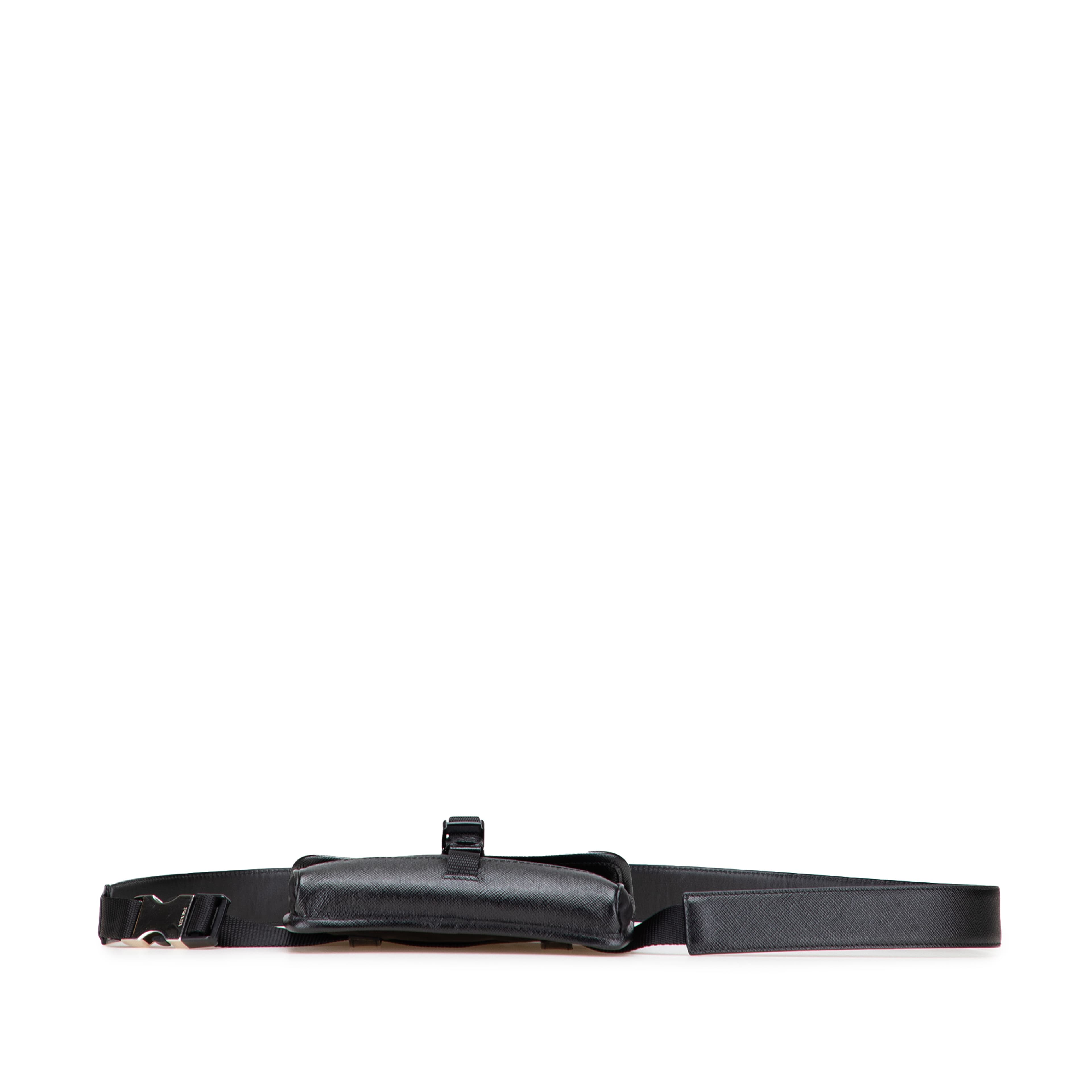 Prada Saffiano Trimmed Tessuto Belt Bag, från Luxclusif, i färgen black.