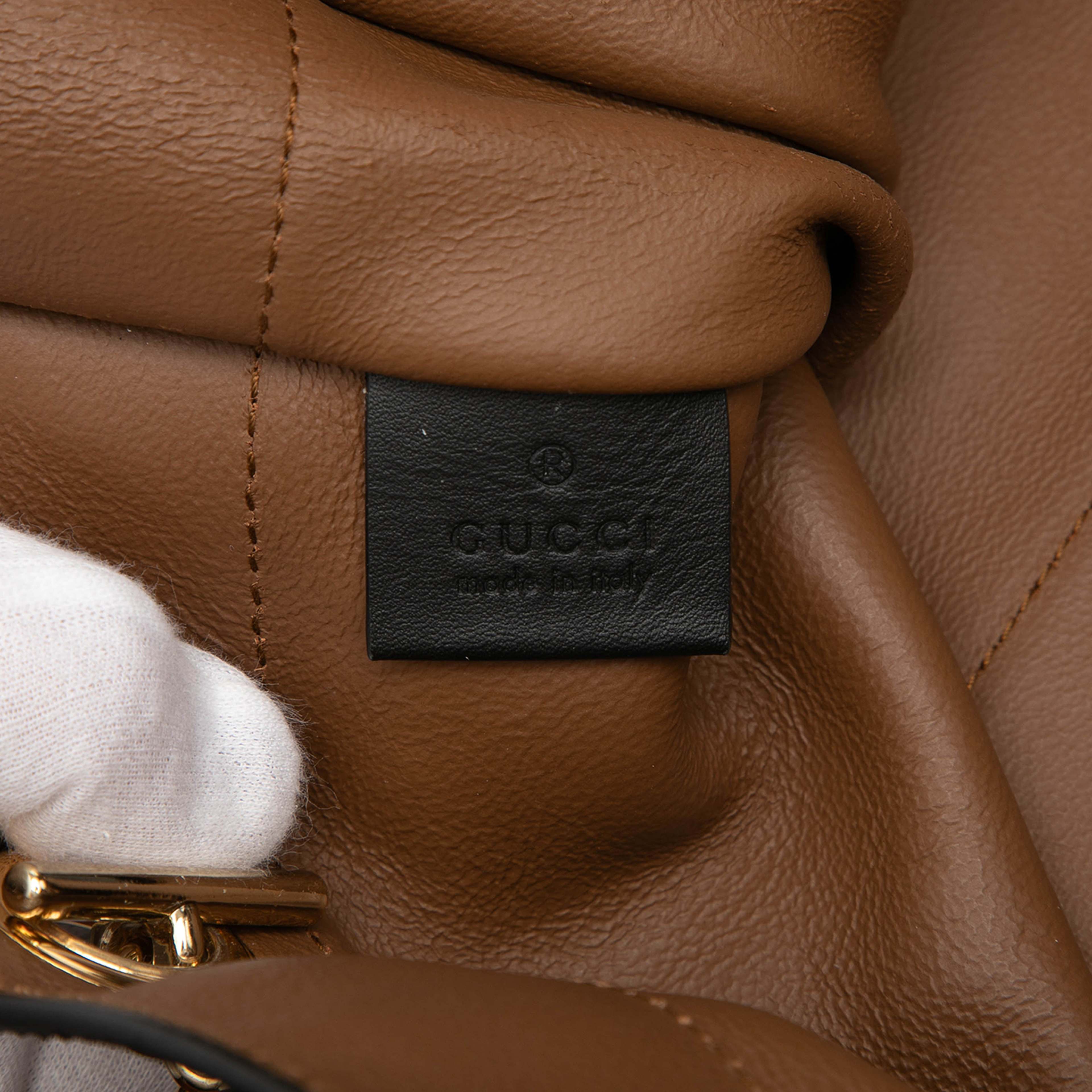 Gucci Large Suede Web Rajah Tote, från Luxclusif, i färgen brun. Klicka för att öppna bilden i stort format