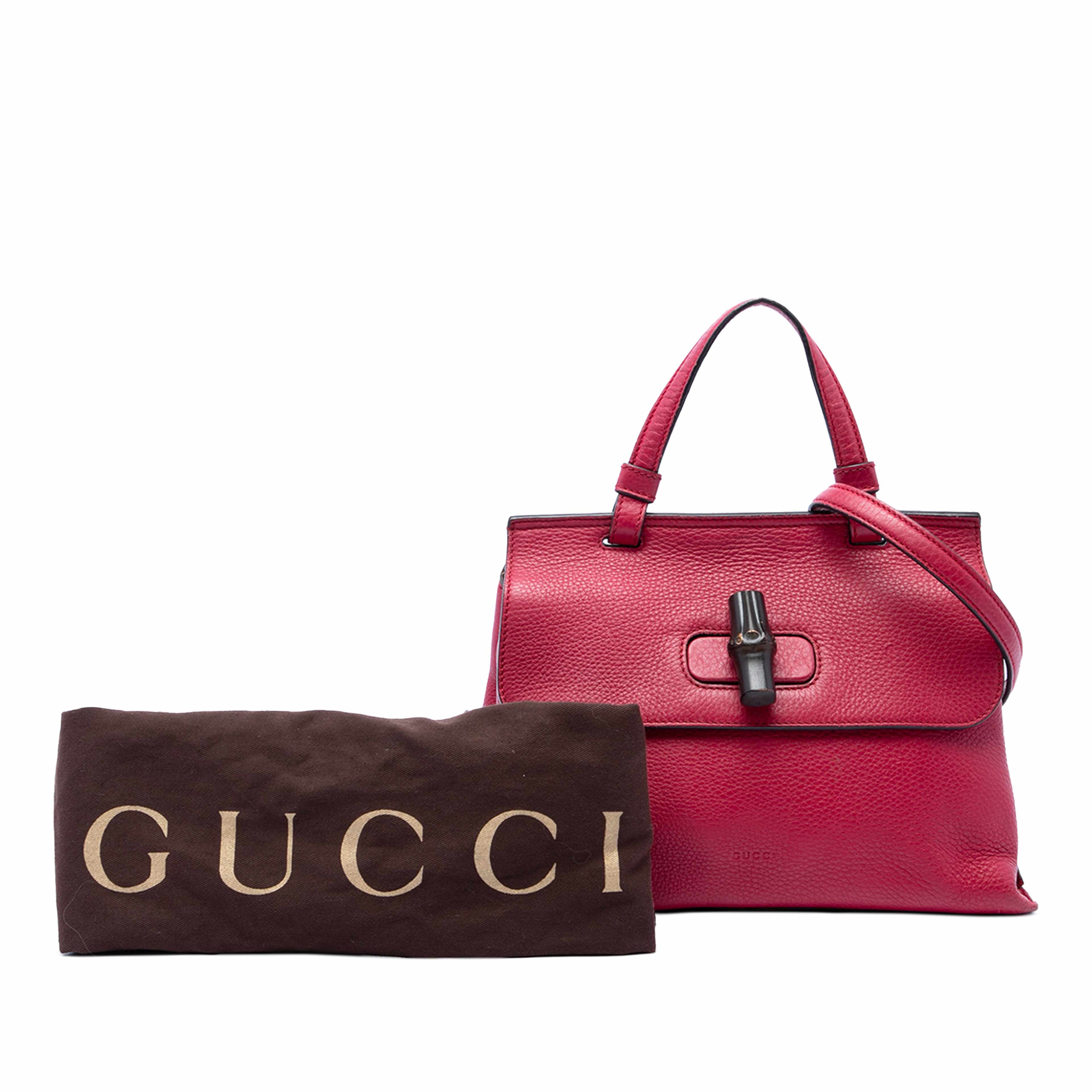 Gucci Small Calfskin Bamboo Daily Satchel, från Luxclusif, i färgen rosa. Klicka för att öppna bilden i stort format