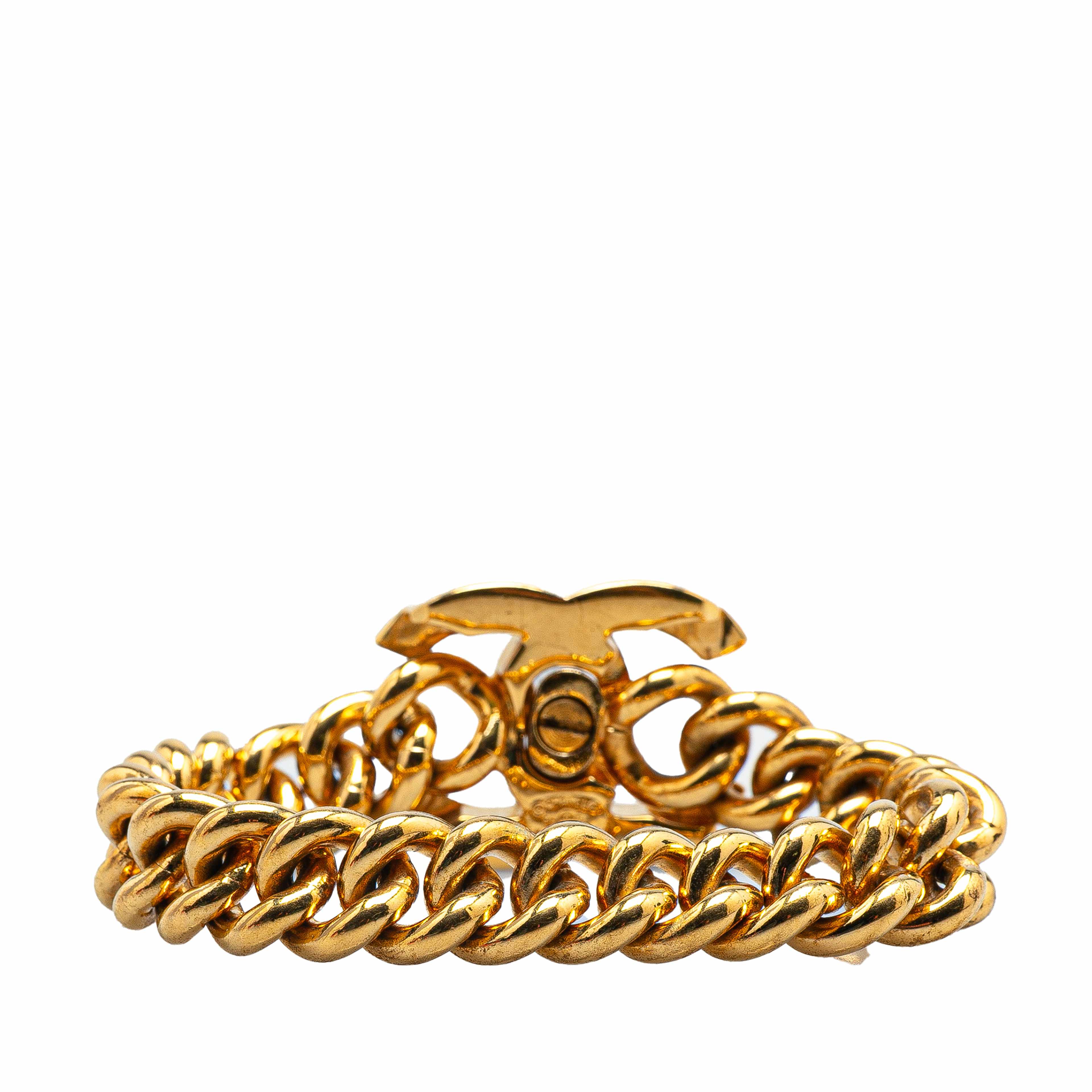 Chanel Gold Plated Interlocking Cc Chain Bracelet