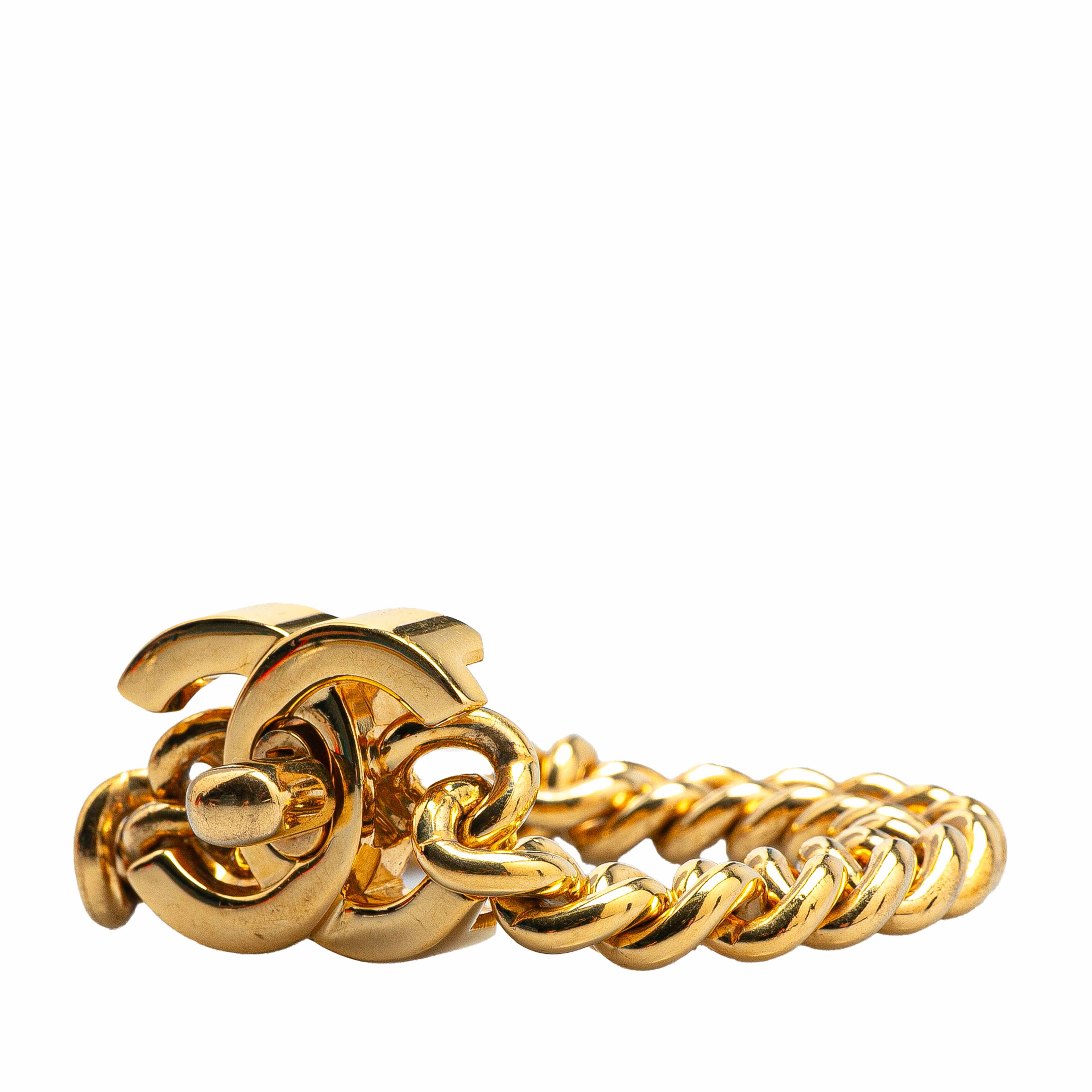 Chanel Gold Plated Interlocking Cc Chain Bracelet