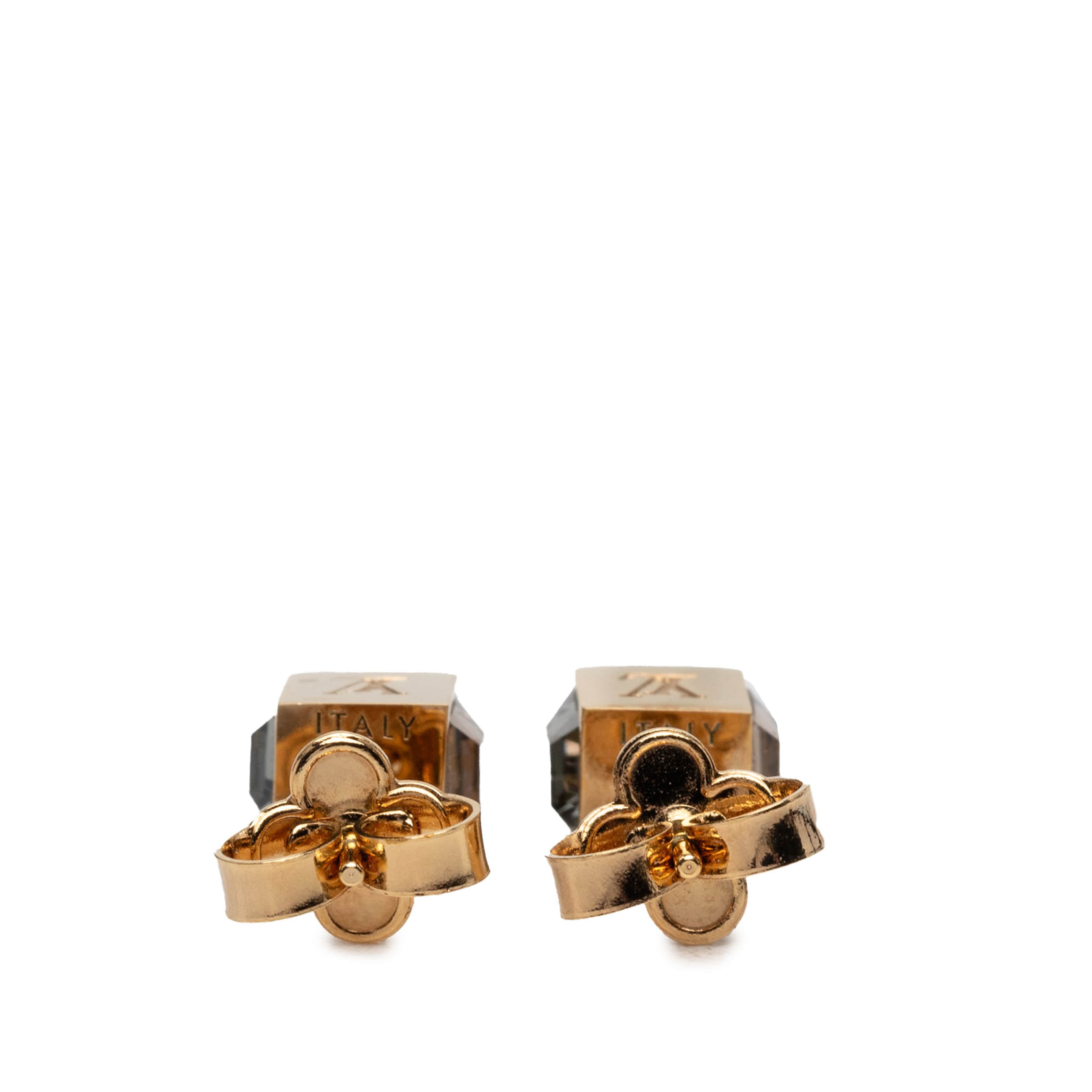 Louis Vuitton Gold Plated Strass Gamble Push Back Earrings, från Luxclusif, i färgen guld. Klicka för att öppna bilden i stort format