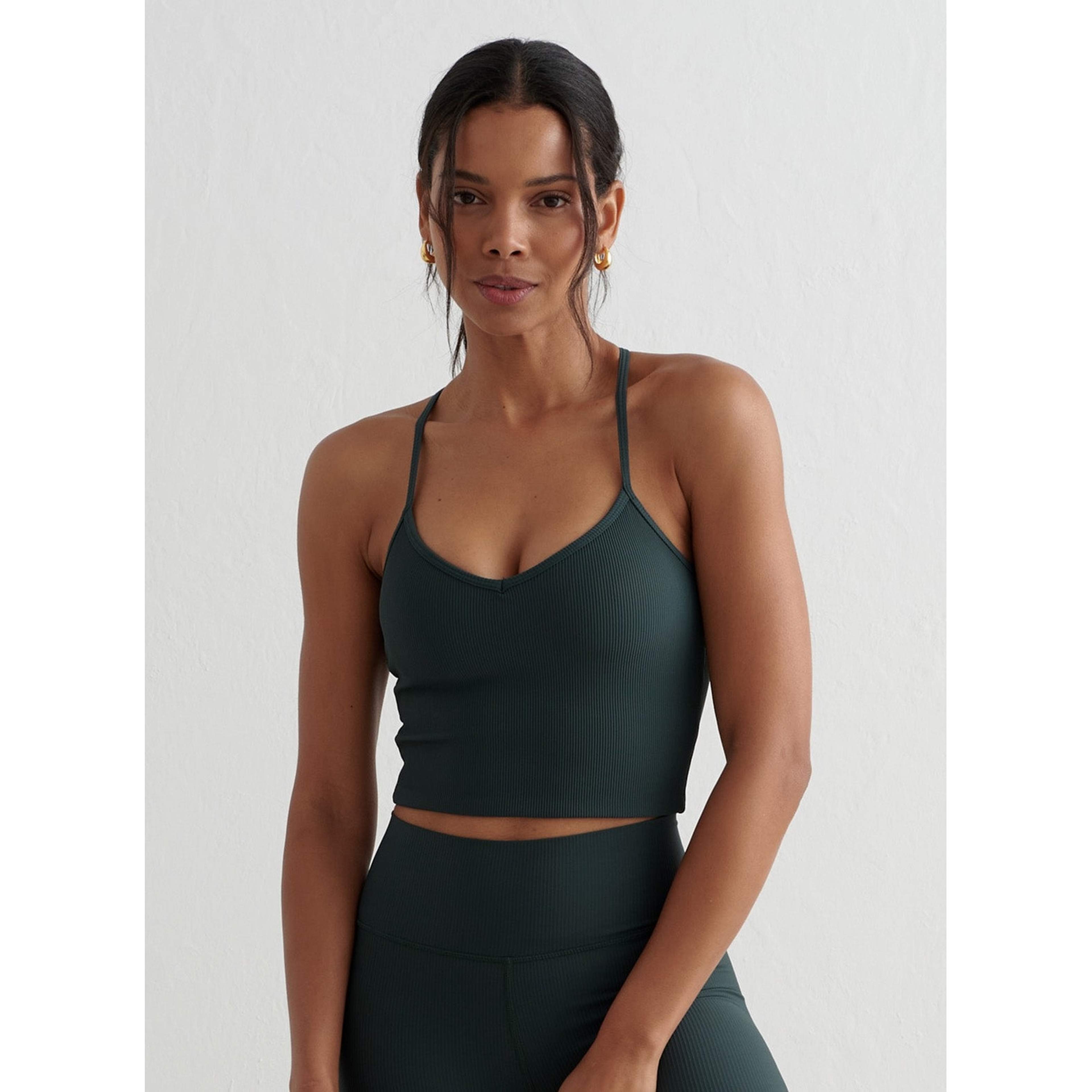 Deep Emerald Ribbed Performance Bralette