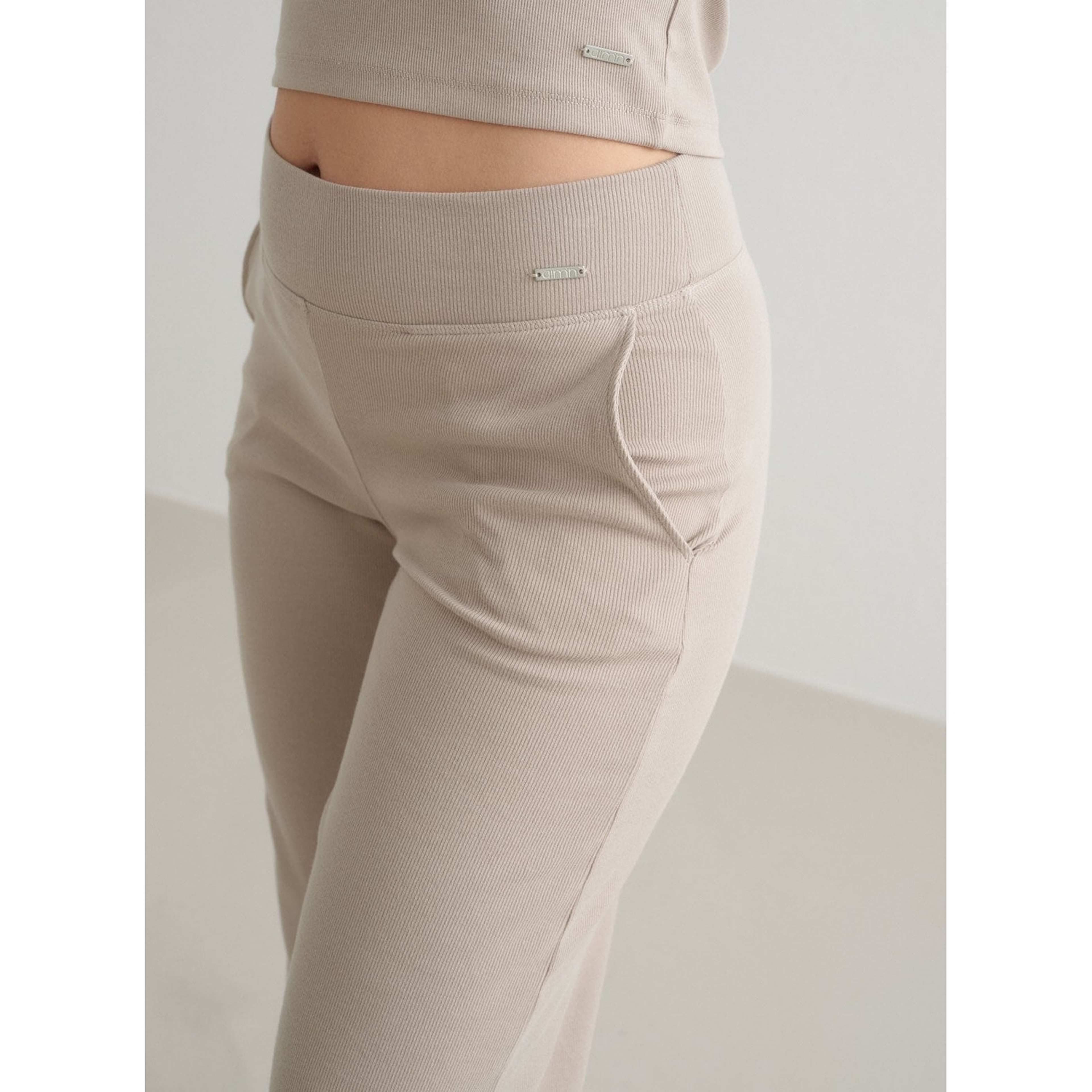 Dark Clay Ease Ribbed Wide Pants