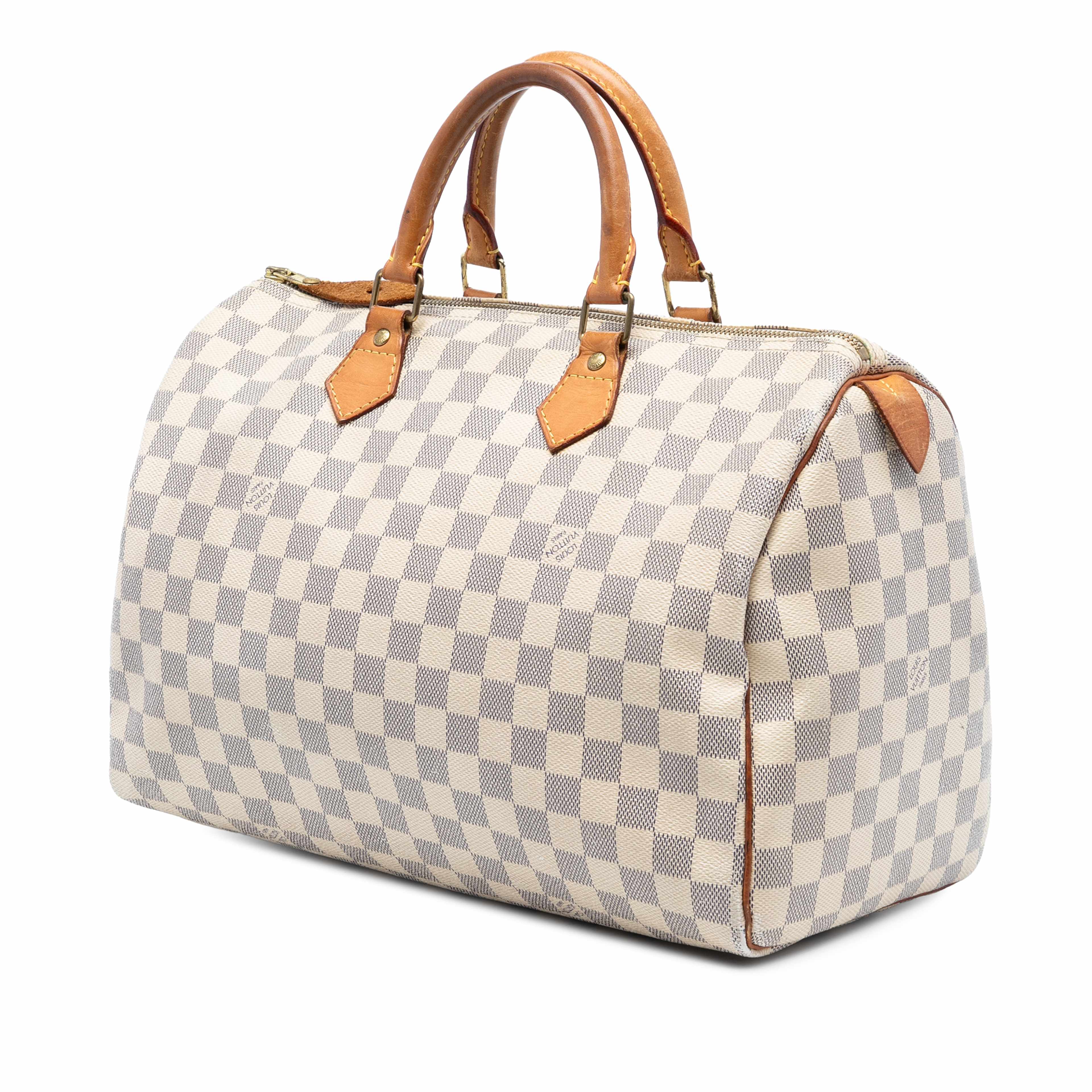 Louis Vuitton Damier Azur Speedy 35, från Luxclusif, i färgen white. Klicka för att öppna bilden i stort format